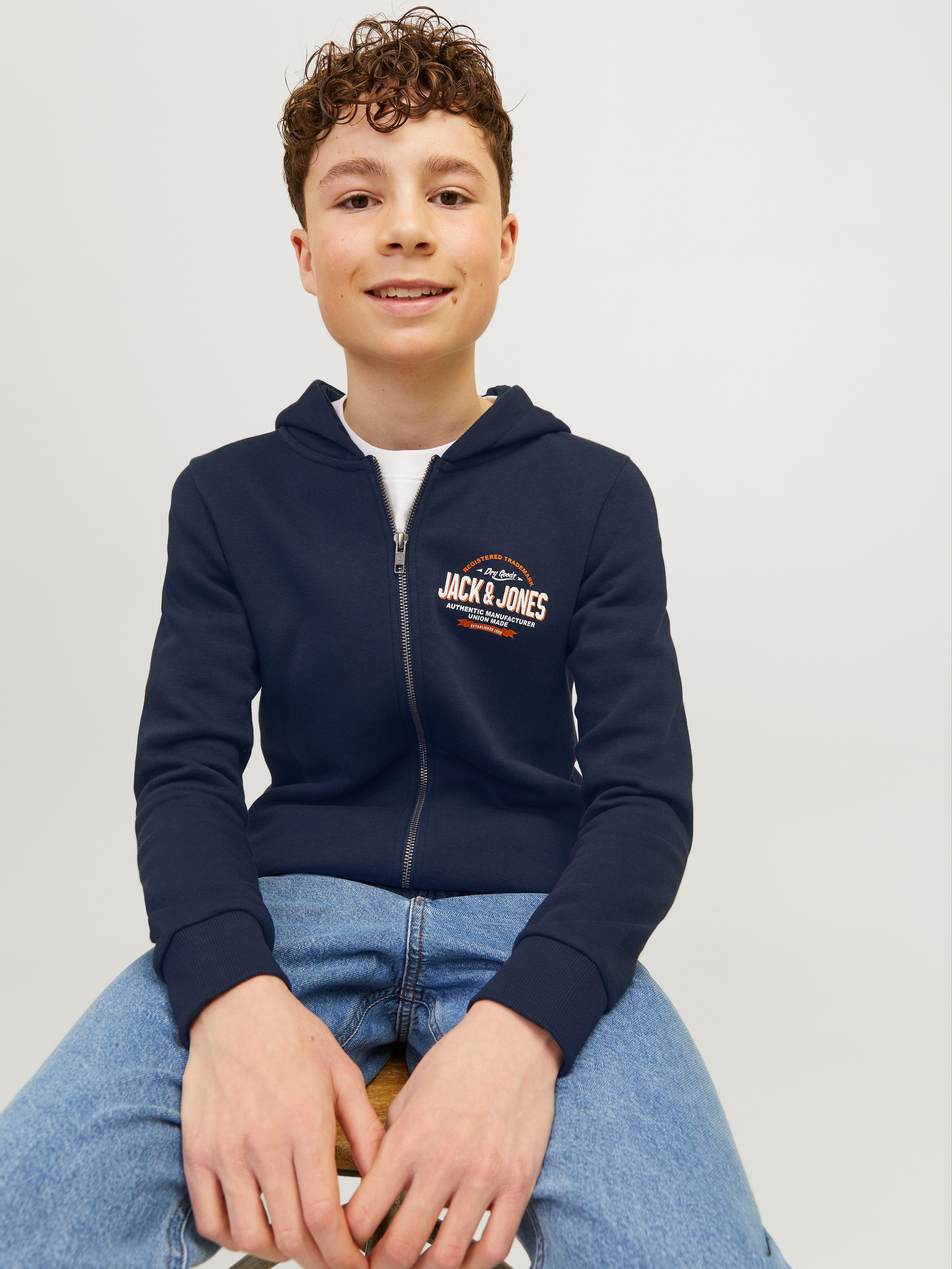 Jack & Jones Junior Capuchonsweatvest JJELOGO SWEAT ZIP HOOD 2C 24 25 NOOS JNR