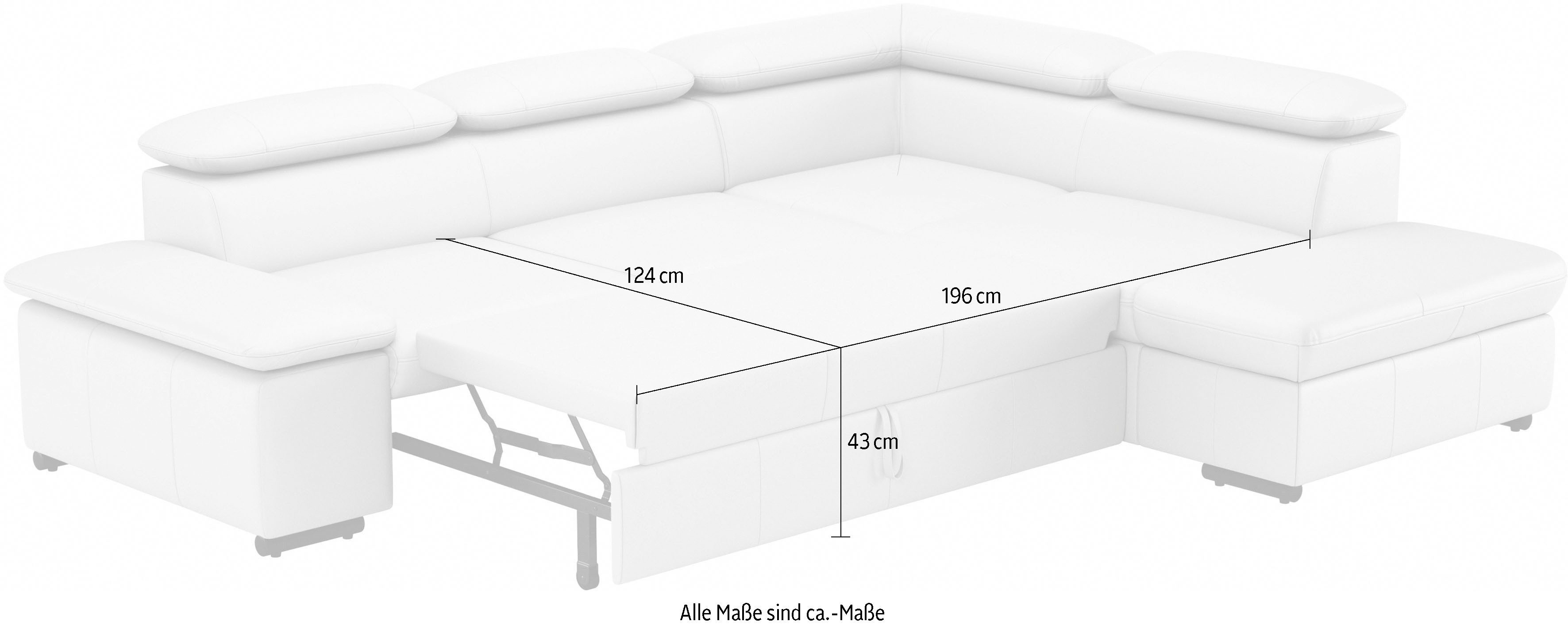 sit&more Hoekbank Alcudia L-vorm met armverstelling, optionele hoofdeindverstelling en bedfunctie
