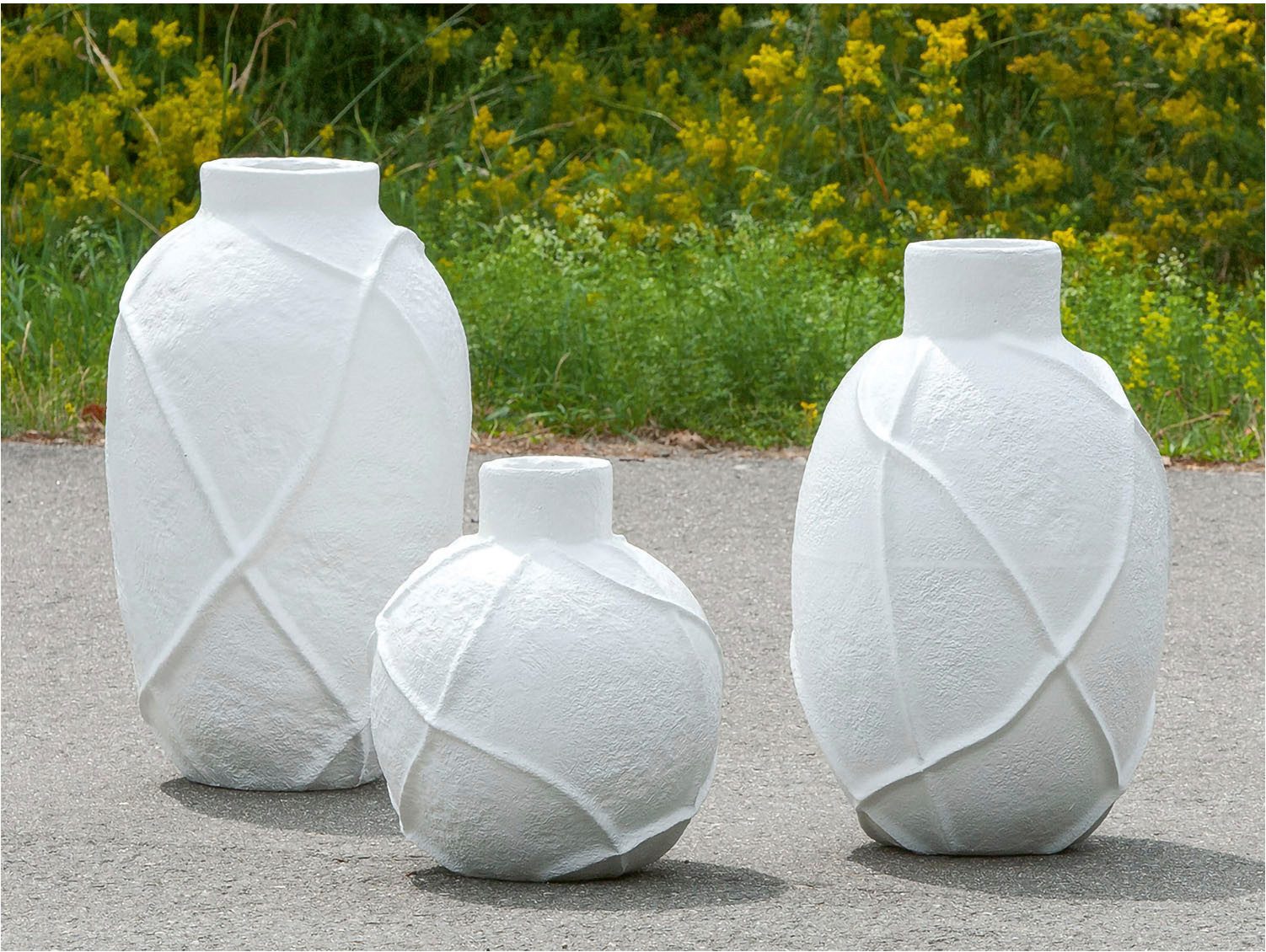 GILDE Tafelvaas Vaas Linhas, wit, hoogte ca. 38 cm (1 stuk)