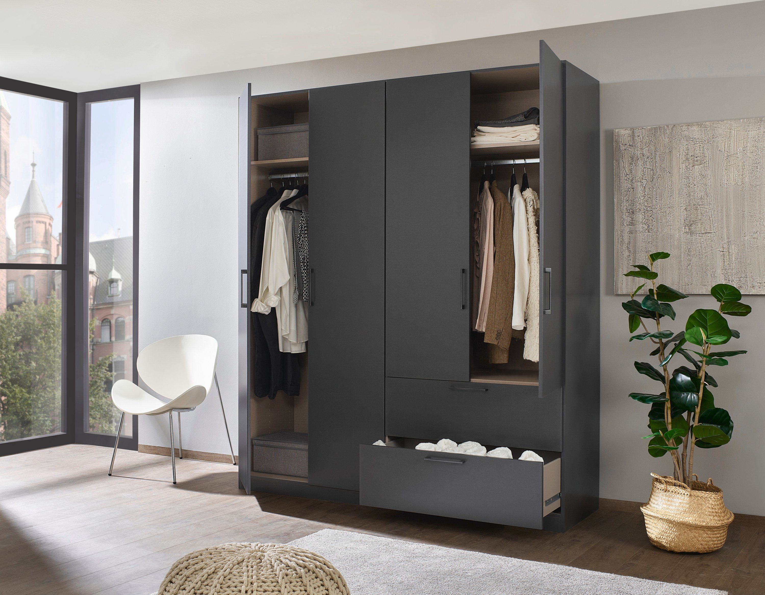 Slaapkamerserie Compleet slaapkamer Challenger (Set van 4 delen) Kast 2 breedtes, bed 3 breedtes, 2 nachttafels MADE IN GERMANY