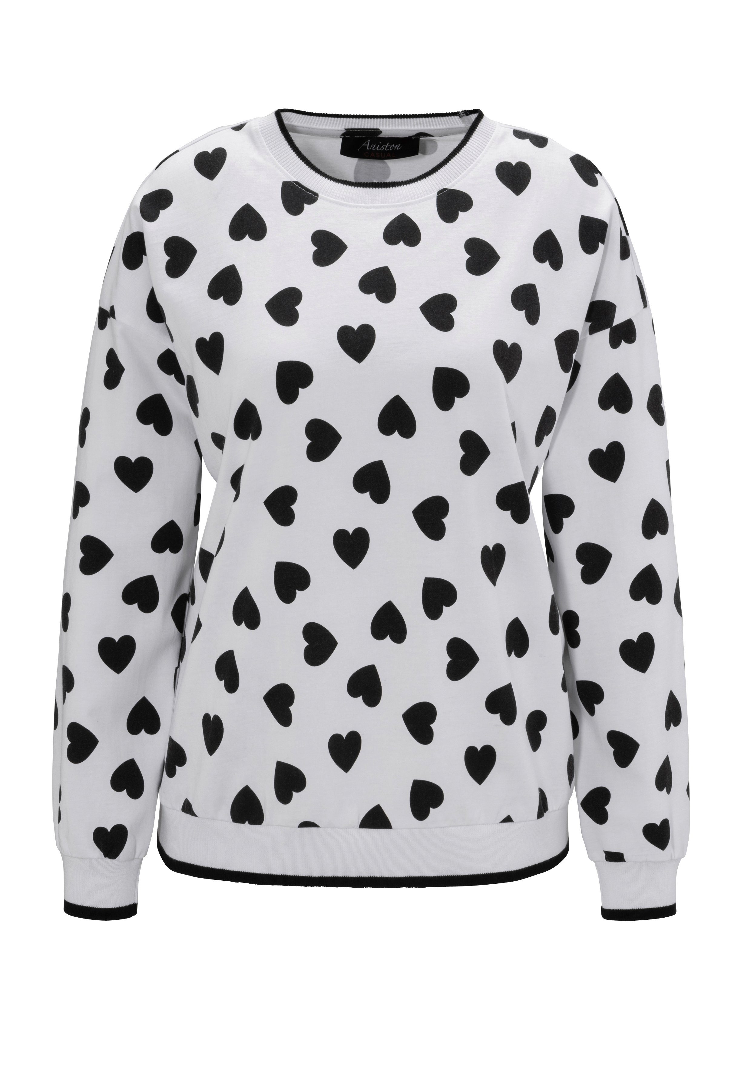 Aniston CASUAL Sweatshirt bedrukt met hartjes nieuwe collectie