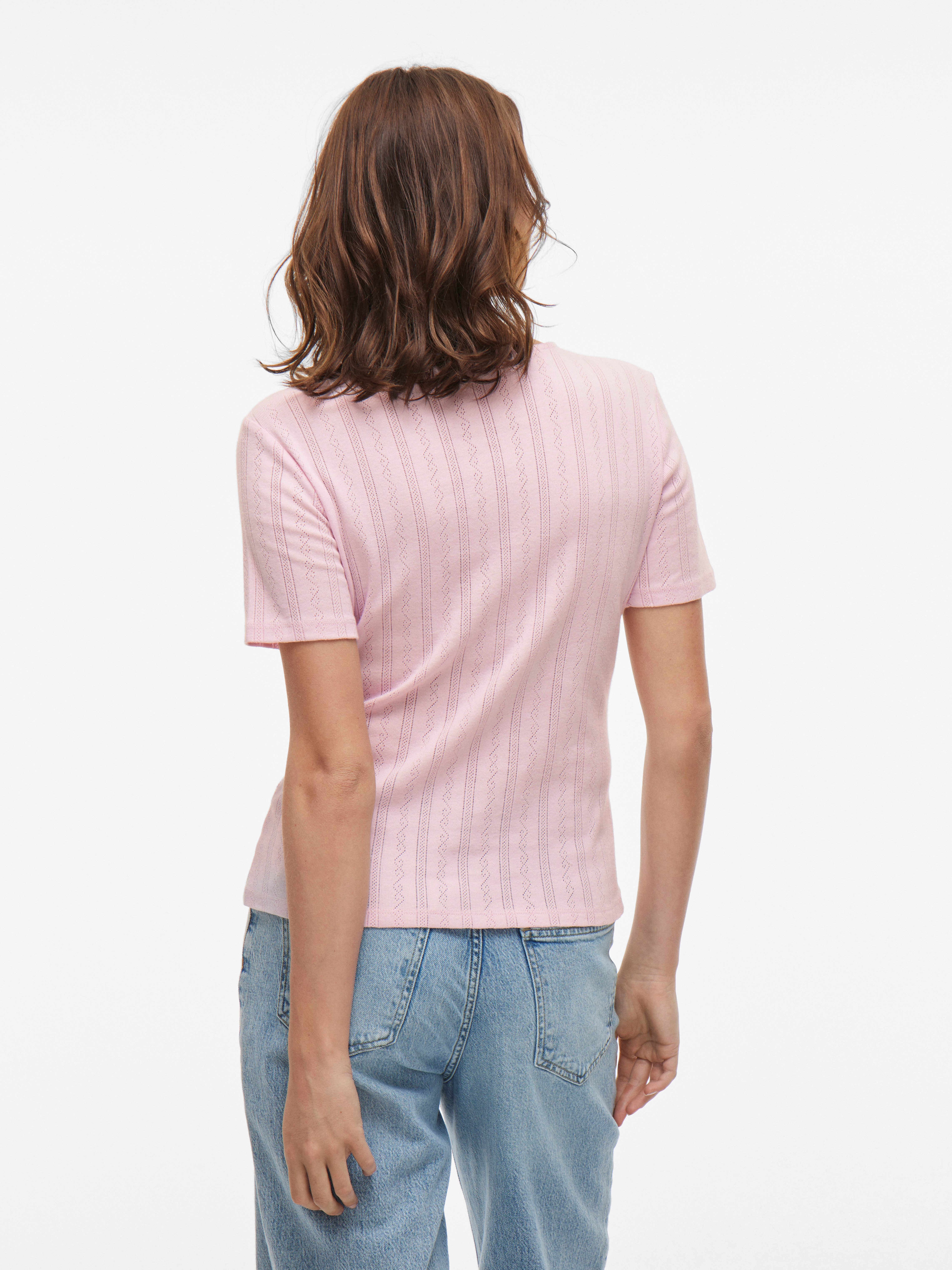 Vila Shirt met korte mouwen VIKASSIE S/S POINTELLE TOP - NOOS