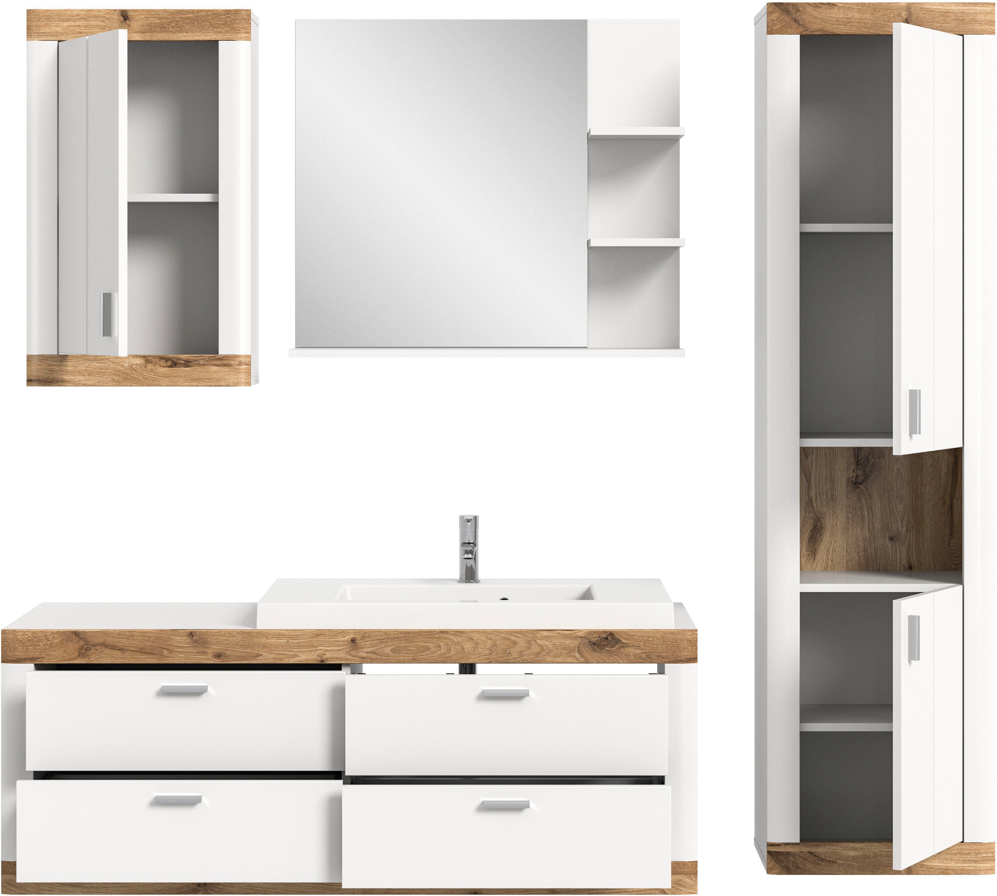 Home affaire Badkamerserie Landsby, 4-delig, inclusief mineralen gietwasbak, bestaande uit: (set, 4-delig)