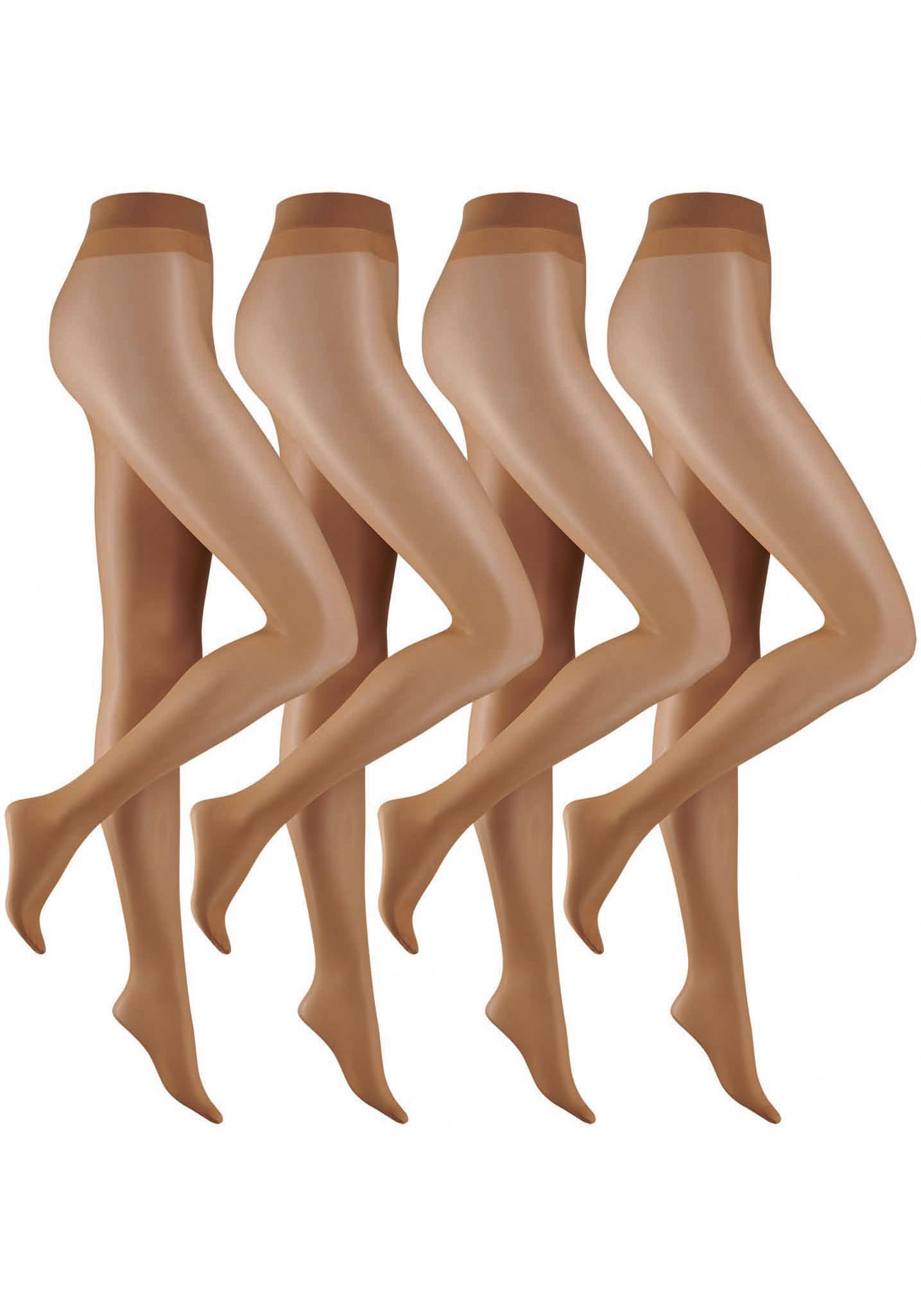 Camano Panty Fine everyday met licht verstevigde, nauwelijks zichtbare voetpunt (Set van 4) dames panty's & leggings maat 42 bruin