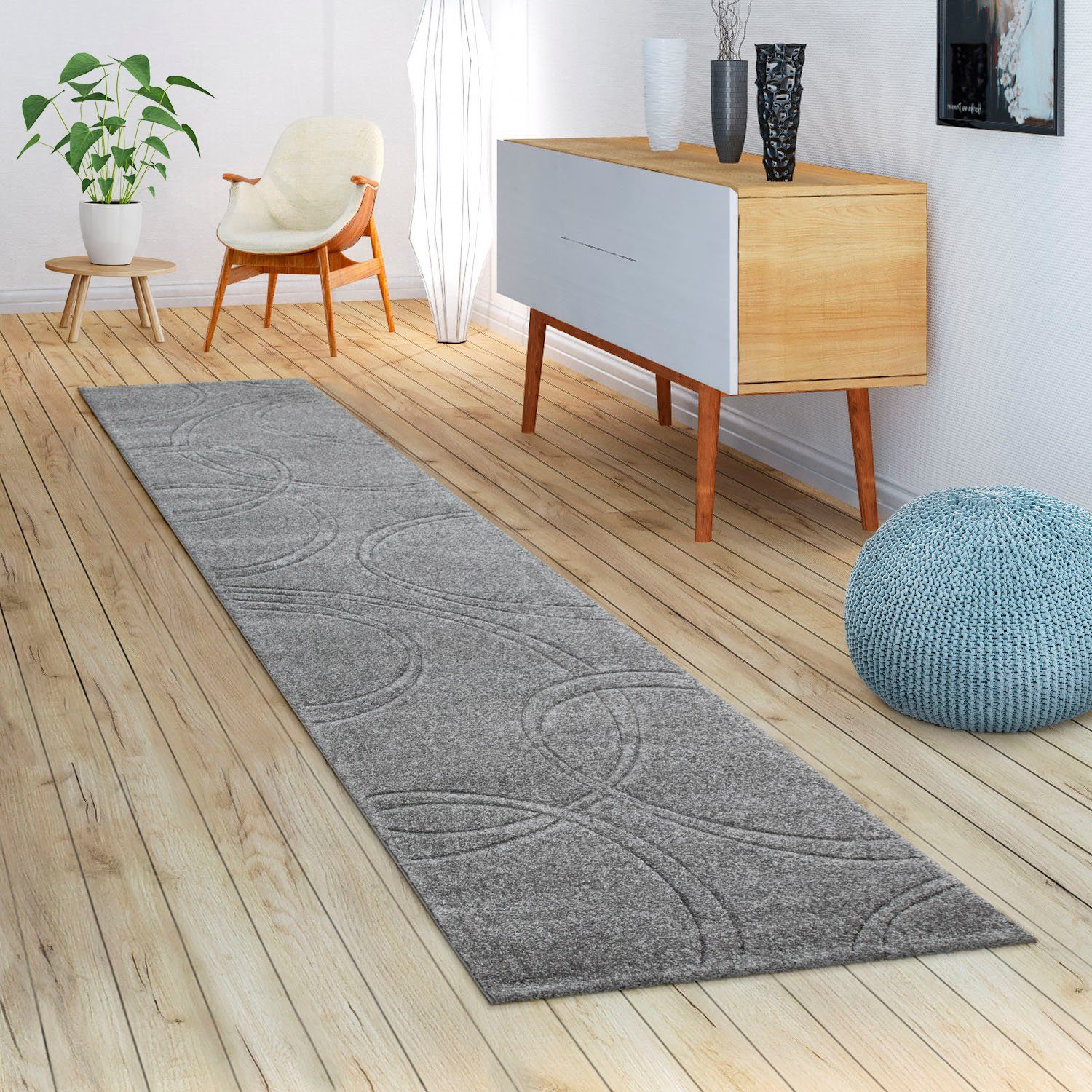 Paco Home Loper Brilliance 757 Tapijtloper, korte pool, met 3D-design, ideaal in de hal & slaapkamer