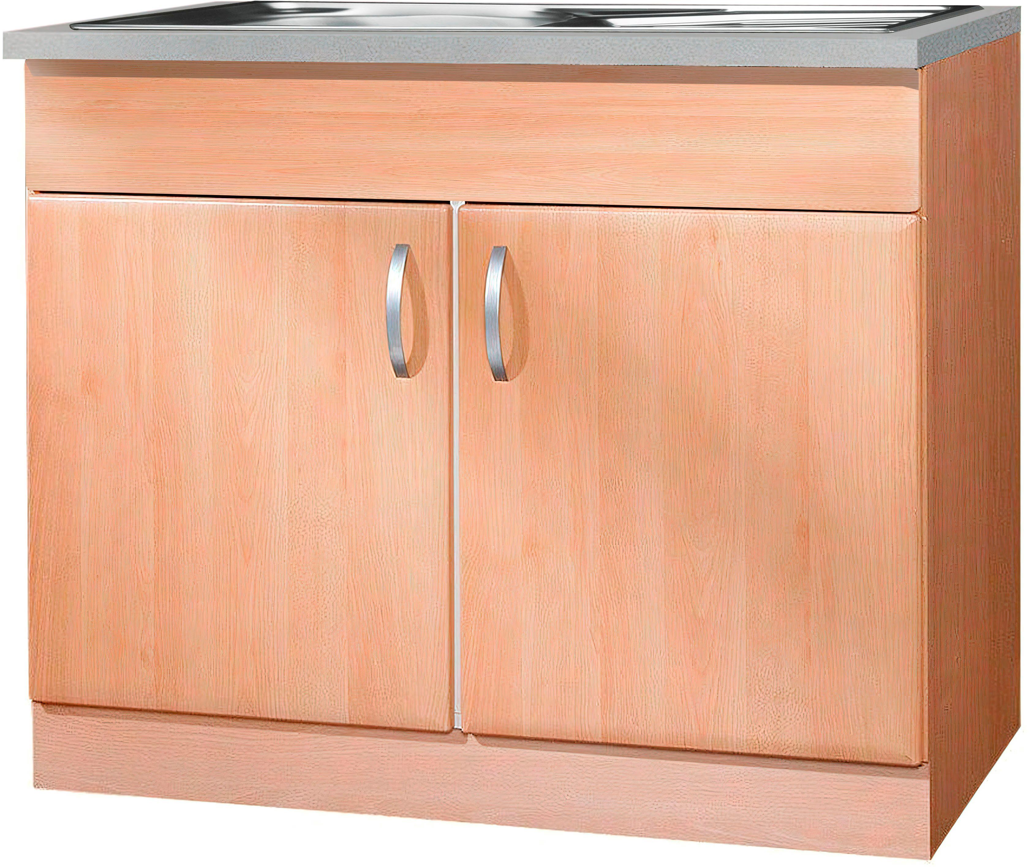 wiho Küchen Gootsteenkast Praag 100 cm breed gootsteenkasten beige