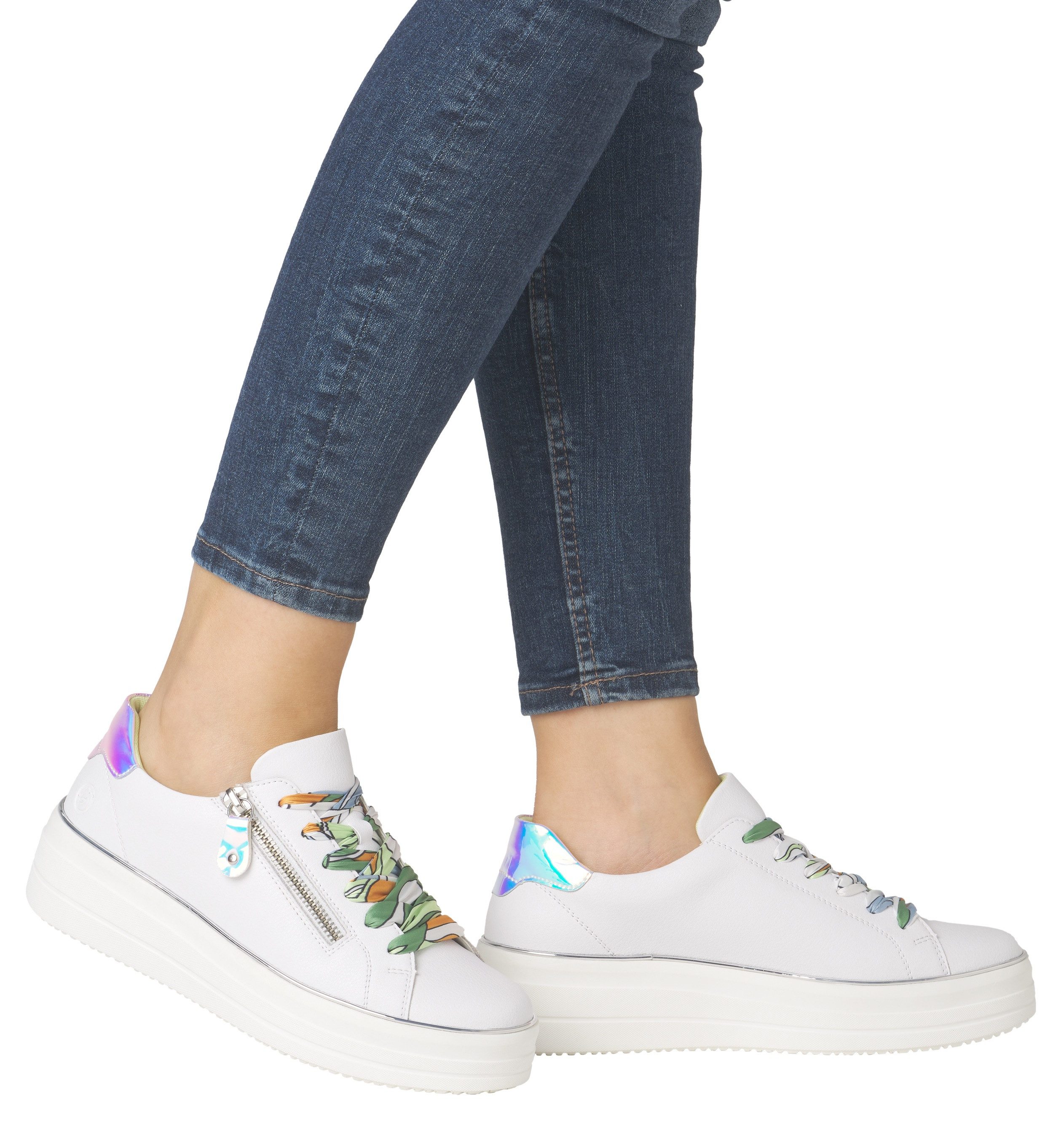 Remonte Plateausneakers , vrijetijdsschoen, lage schoen, veterschoen met zijrits