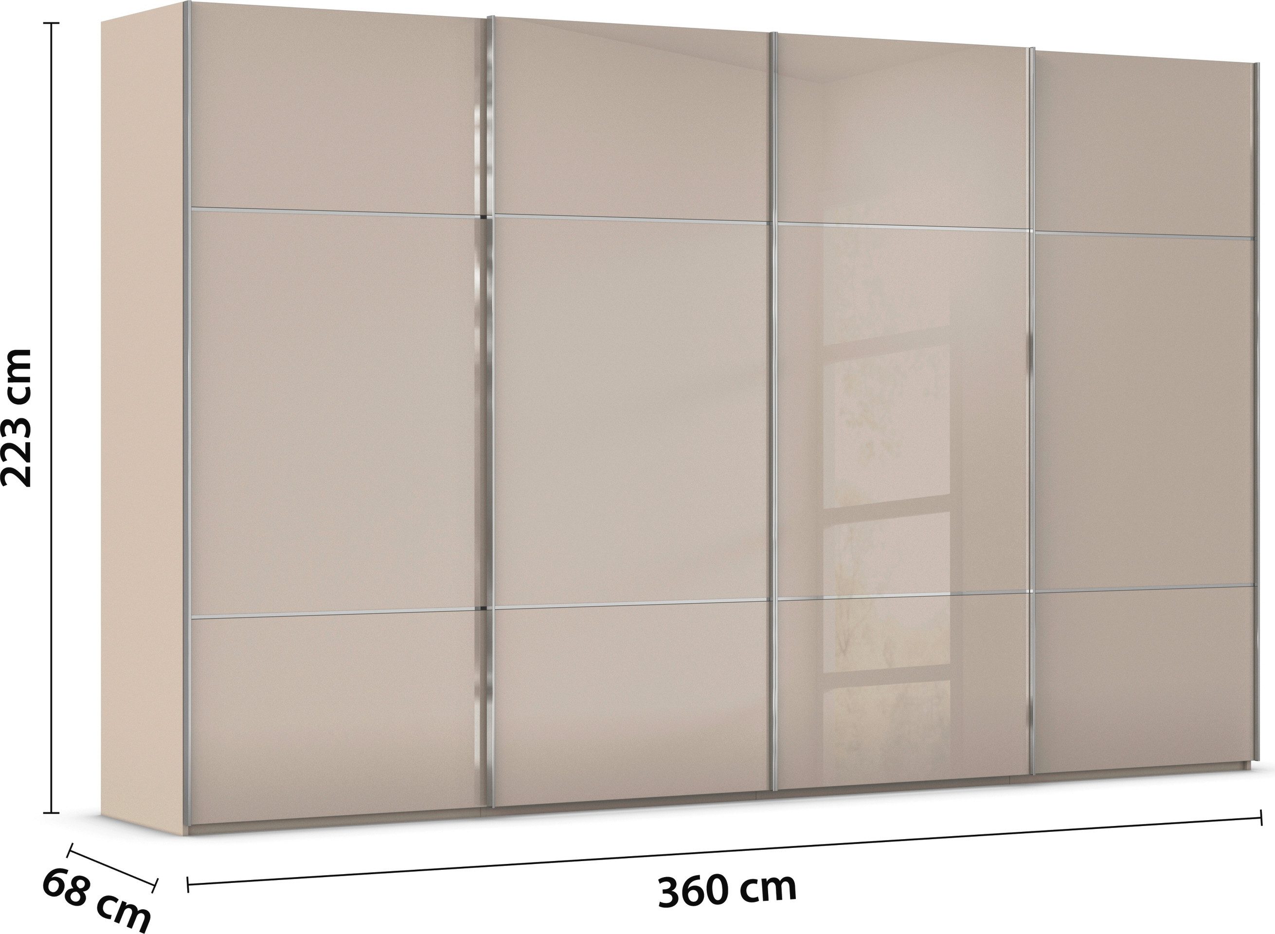 rauch Schuifdeurkast Kledingkast kast garderobe slaapkamerkast SCALE-TRIO edel drievoudig front met 2 sierlijsten glasfront made in germany