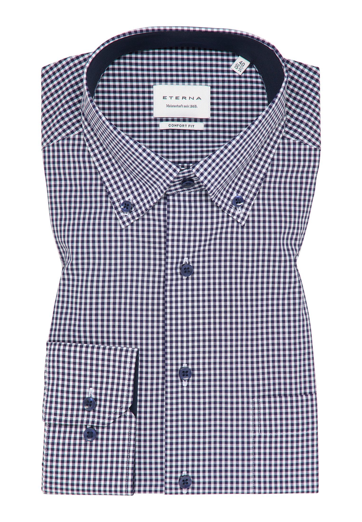 Eterna Overhemd met lange mouwen Comfort fit NON IRON (strijkvrij)