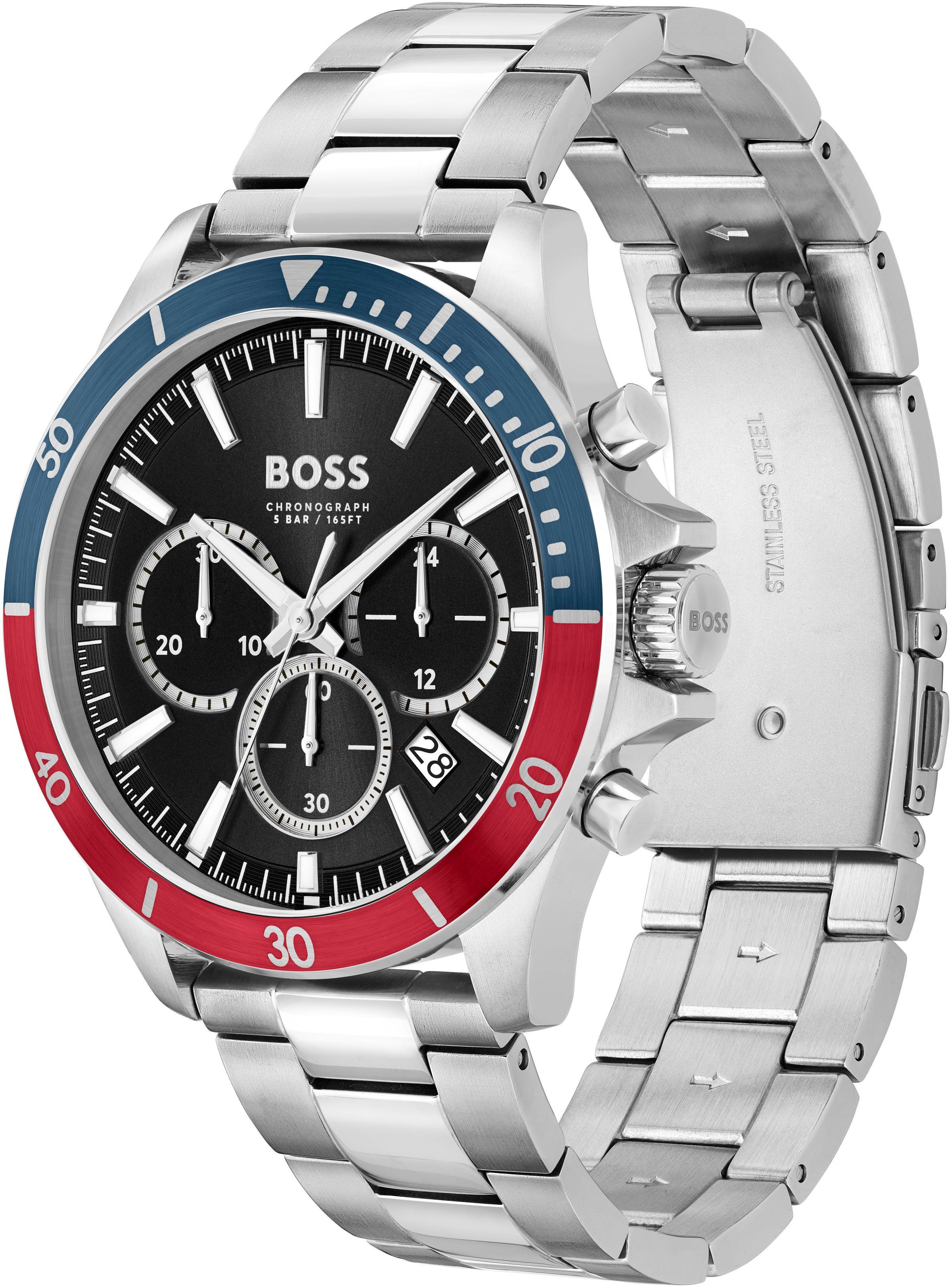 Boss Chronograaf TROPER Quartzhorloge, herenhorloge, horloge, stopwatchfunctie, roestvrijstalen band