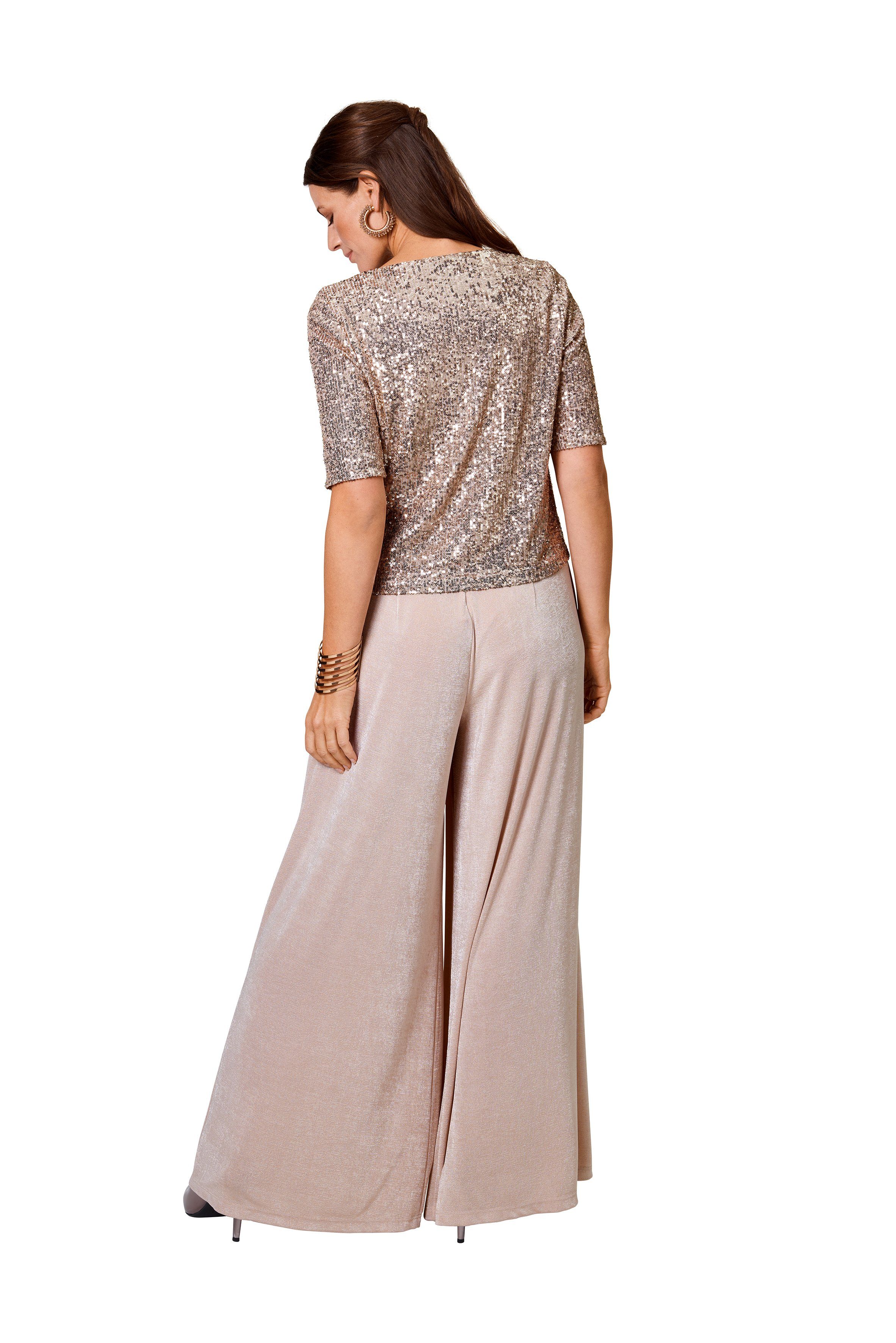 HERMANN LANGE Collection Jumpsuit in culotte-stijl met pailletten en extra wijde broekspijp
