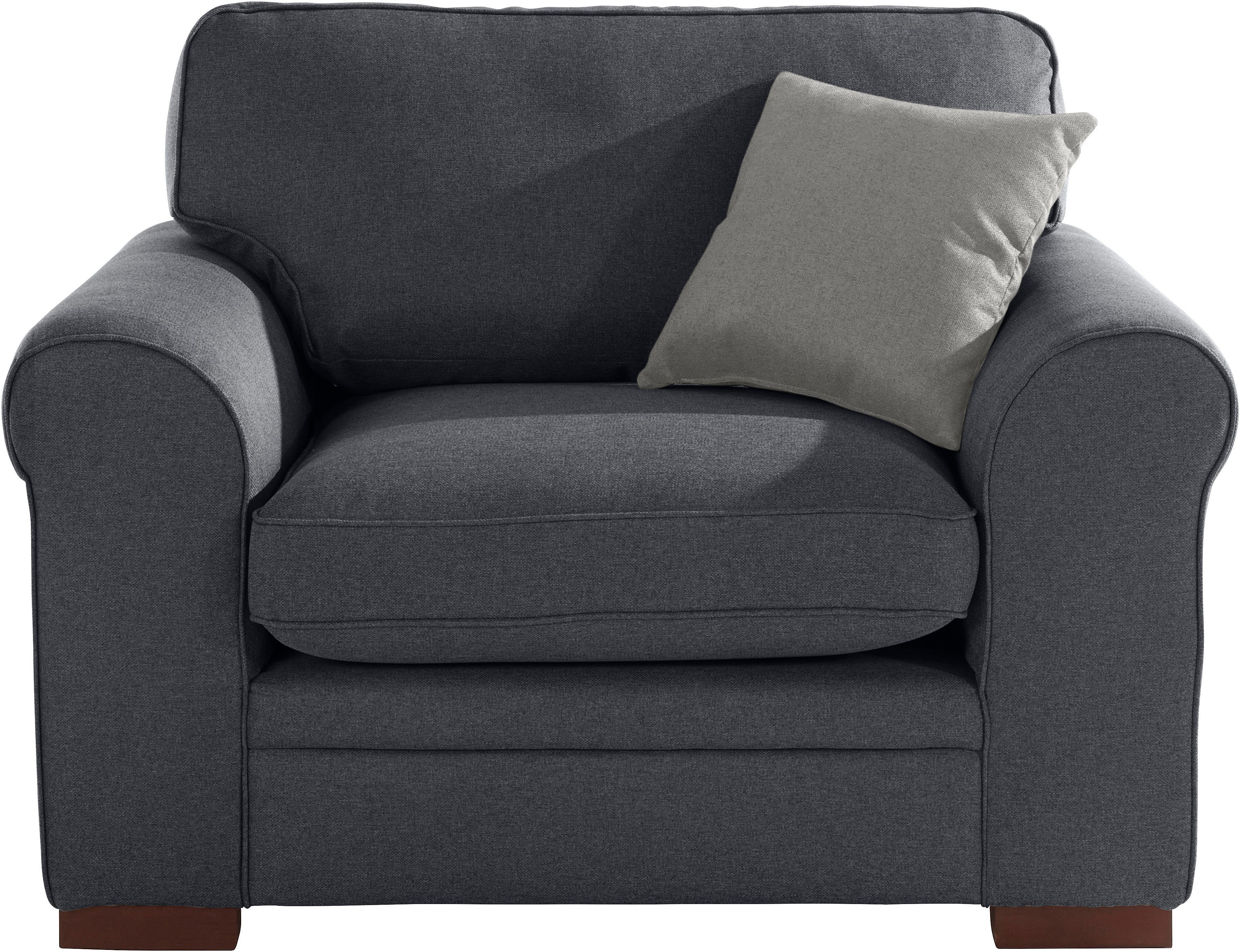 Home affaire Fauteuil Broughton zachte bekleding, passend bij de serie "broughton", in 3 soorten bekleding fauteuils grijs
