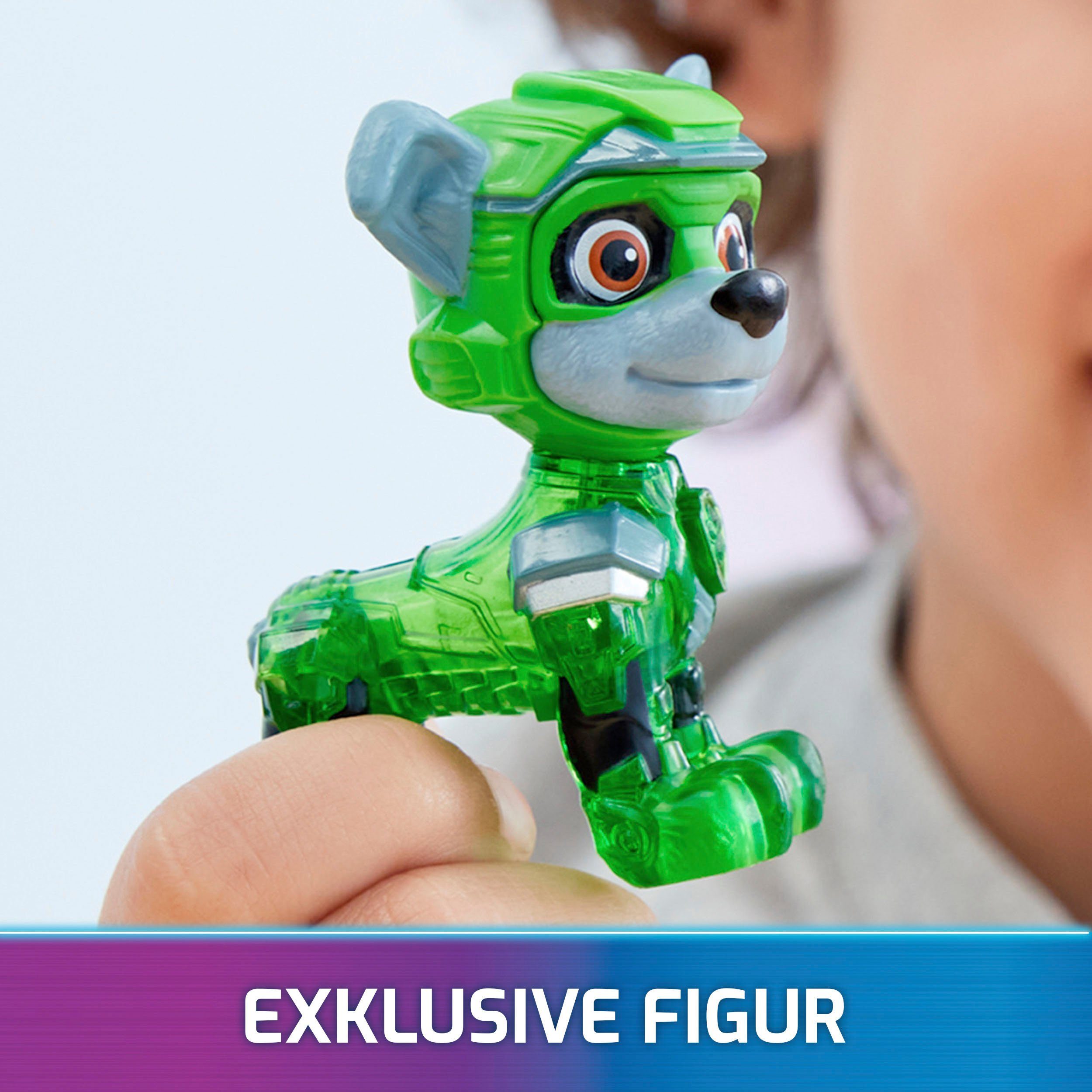 Spin Master Speelgoedauto Paw Patrol - Movie II - Basic Themed Vehicles Rocky Vuilnisauto met puppyfiguur, licht- en geluidseffect