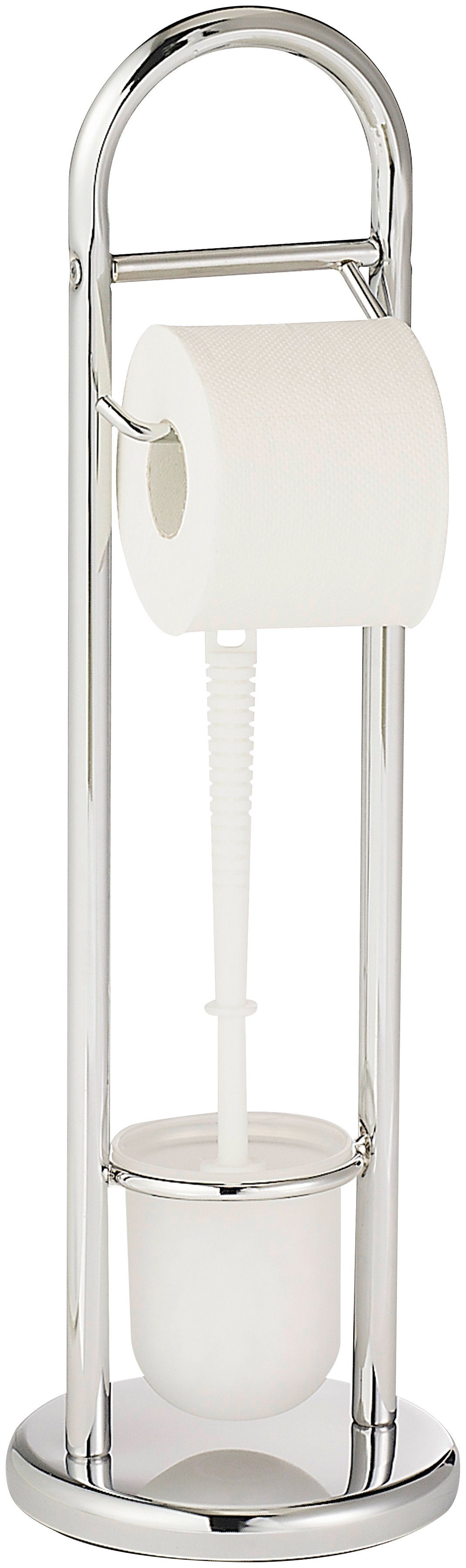 WENKO Toiletset Siena wc-accessoires maat L/H: 19/63 cm zilver(kleur)