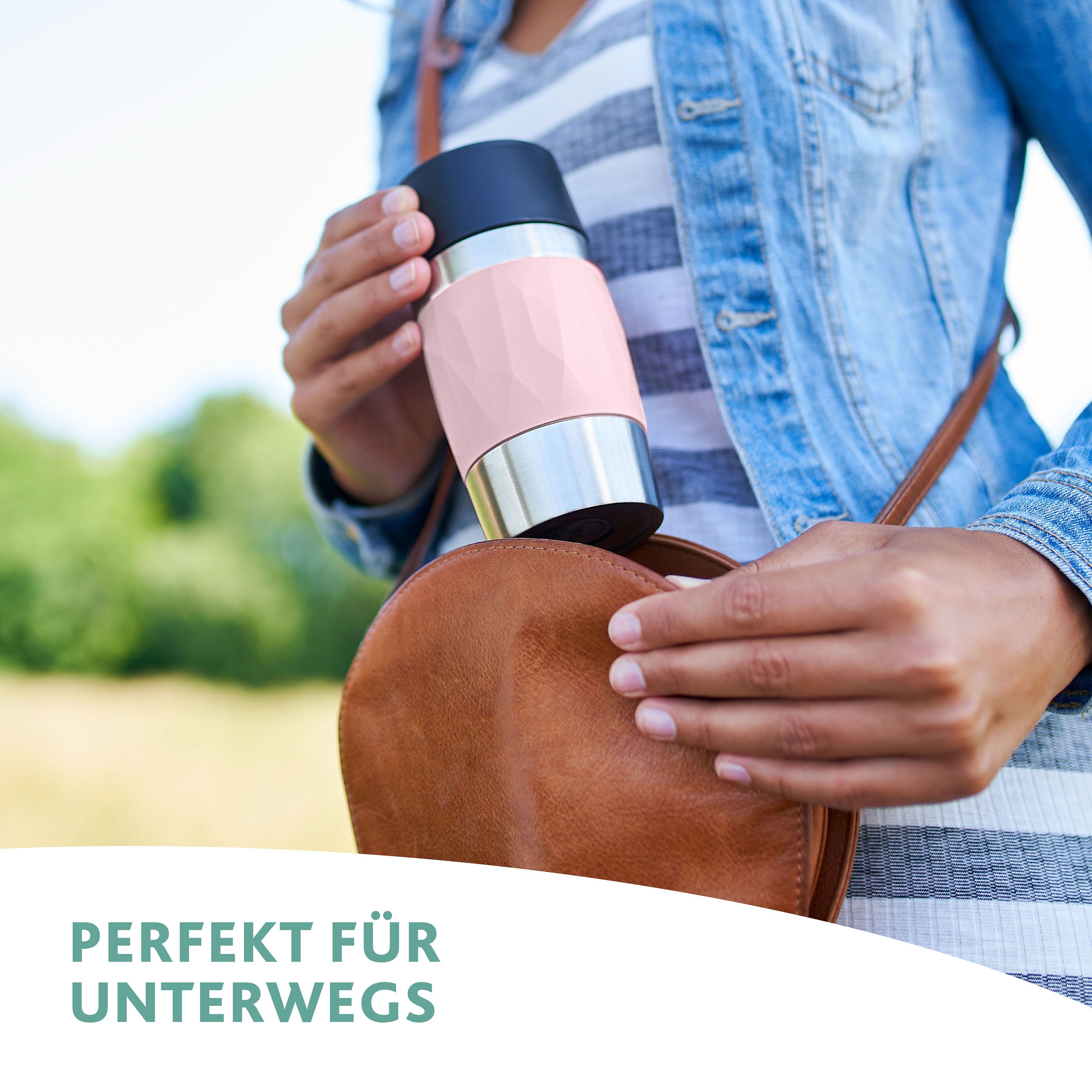 Emsa Thermosbeker Travel Mug Compact 0,3l, roestvrij staal, 3u warm/6u koud, 360° drinkopening, vaatwasmachinebestendig