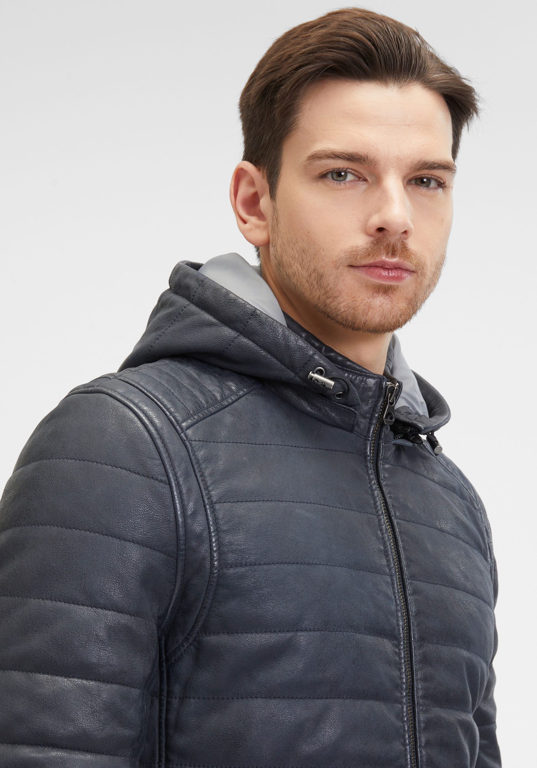 OTTO Mauritius Leren jack GMLyman met capuchon modieuze stitching