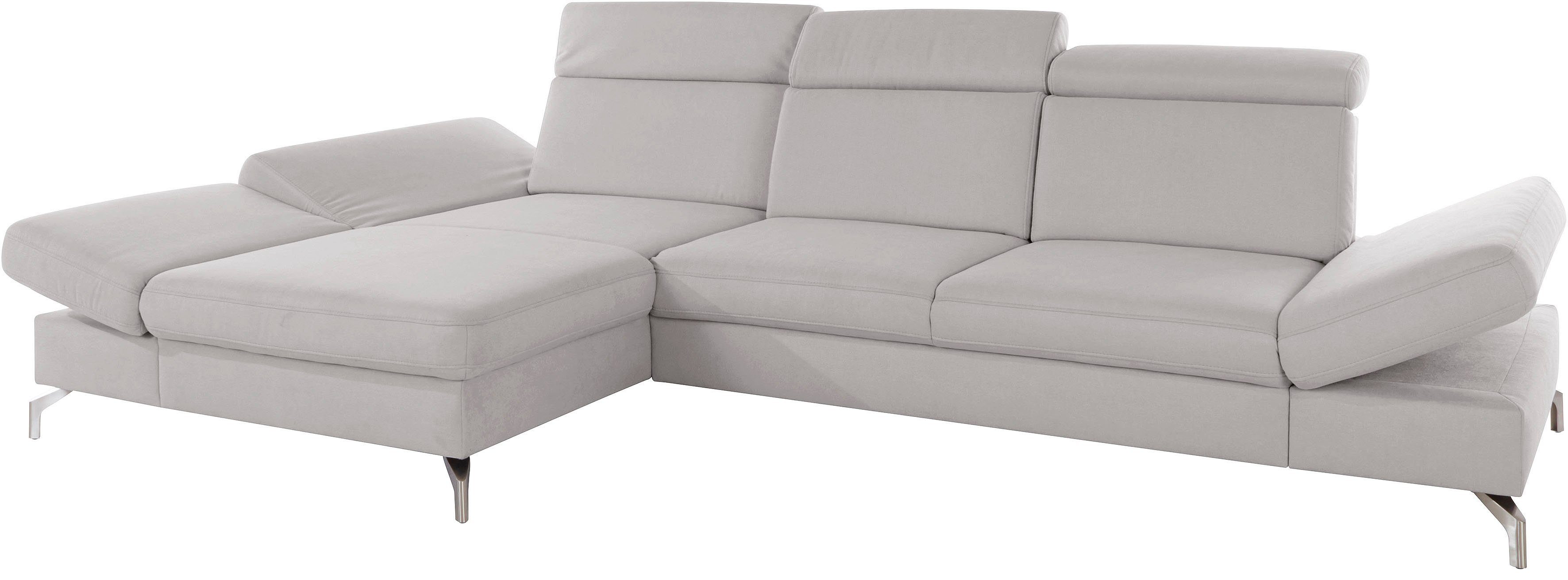 sit&more Hoekbank Brisbane L-vorm Poothoogte 12 cm, inclusief verstelbare zitdiepte, armleuningen en hoofdeind