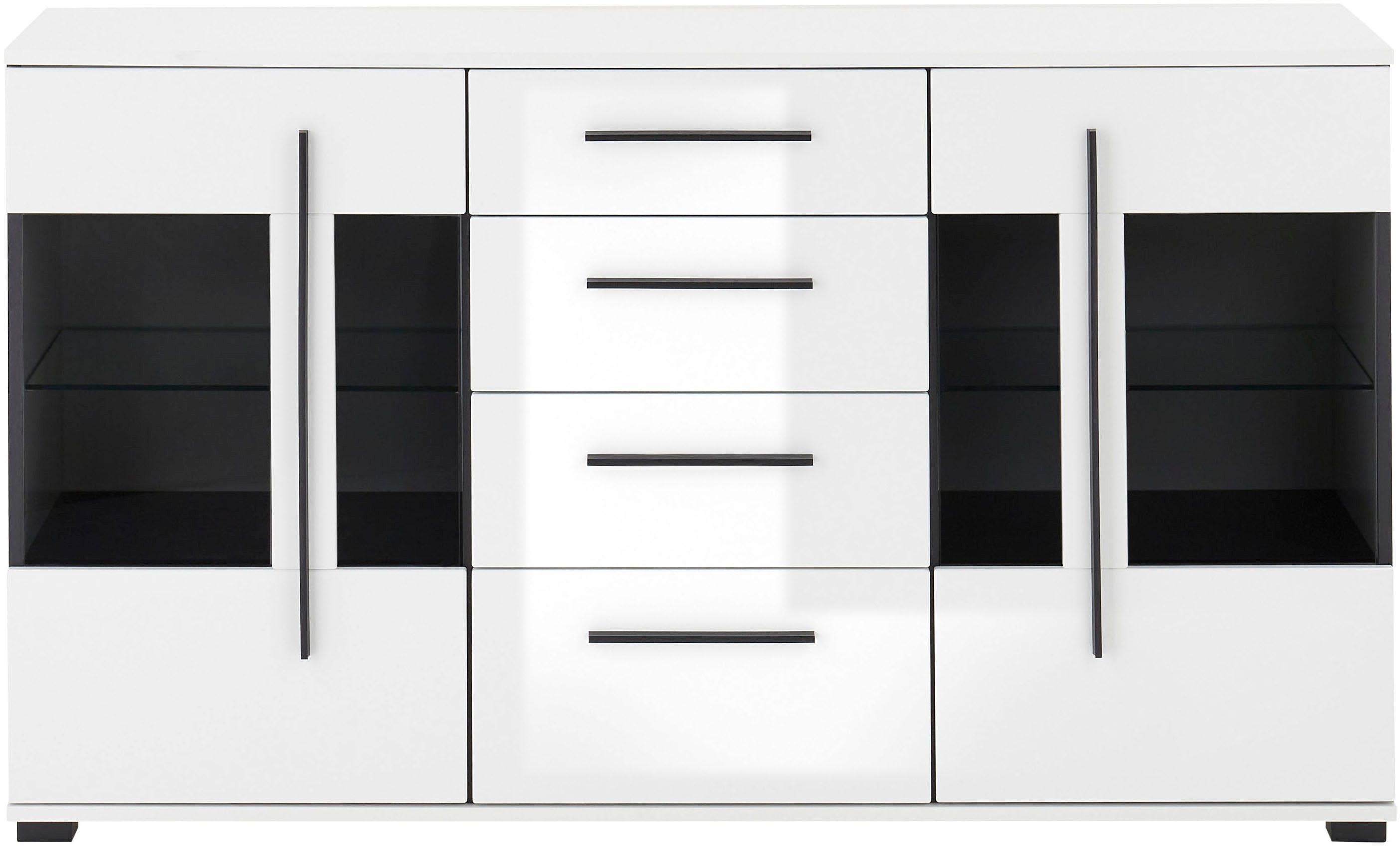 INOSIGN Dressoir Cantara, moderne kast, commode in Eiken Evoke of wit zwarte stanggreep, voldoende opbergruimte, veelzijdig inzetbaar