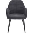 inosign stoel met armleuningen mara (1 of 2 stuks), overtrekstof in weefstof, onderstel van metaal in zwart (set) grijs