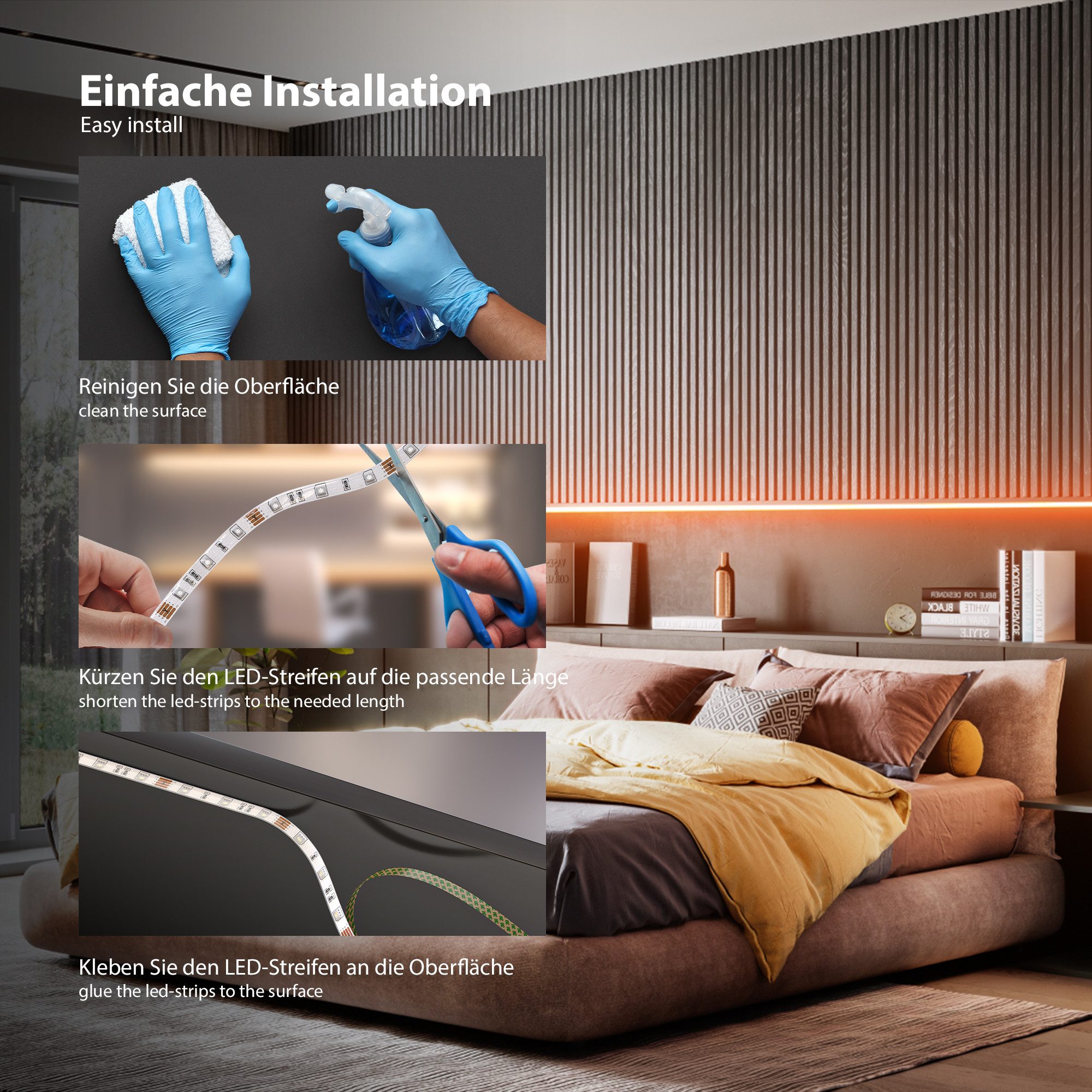 B.K.Licht Led-strip USB LED strip, 5 m, met kleurverandering Lichtstrip, met afstandsbediening, zelfklevend (1 stuk)