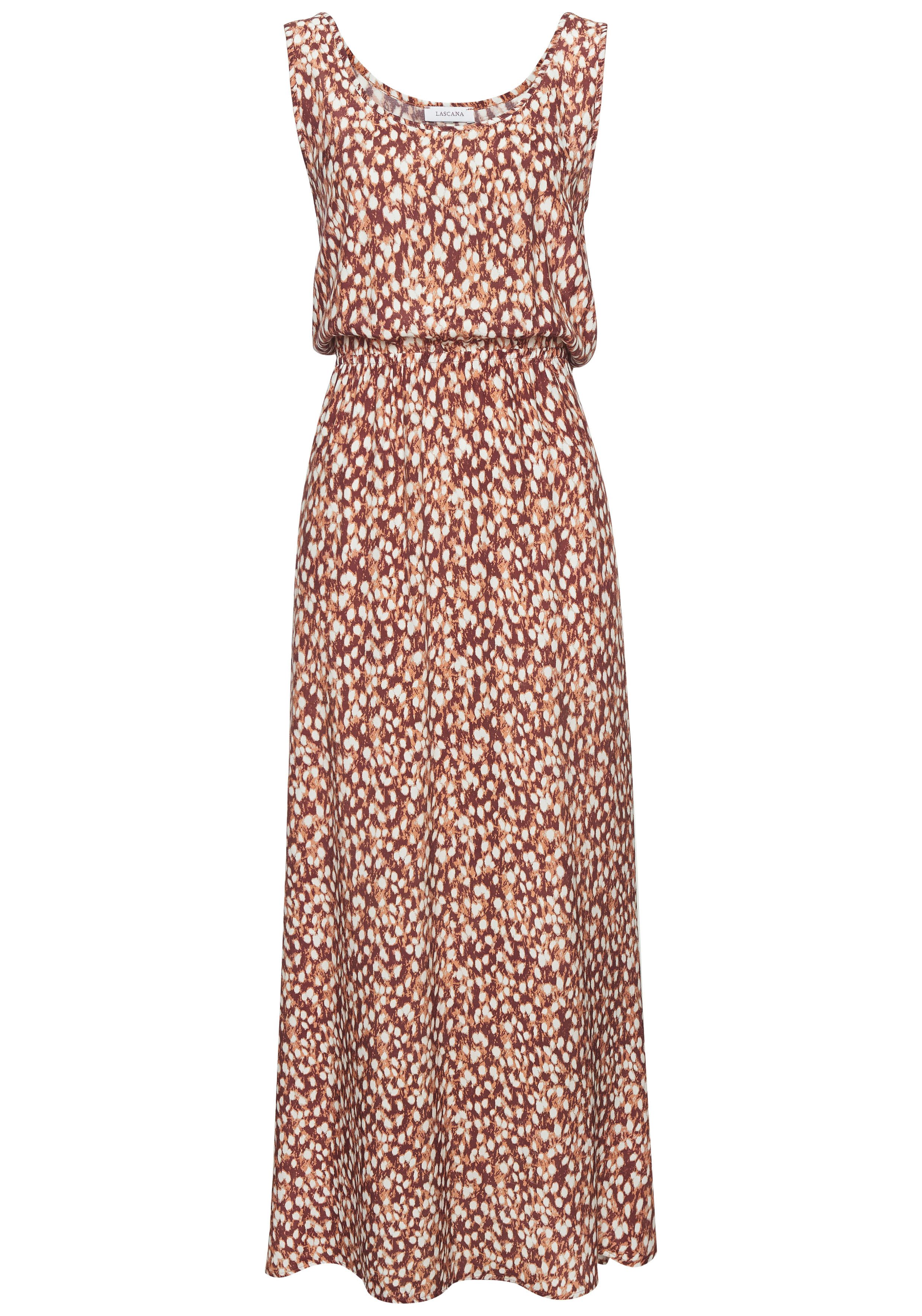 Vivance Maxi-jurk met diepe ruguitsnede, drukjurk, damesjurk lang