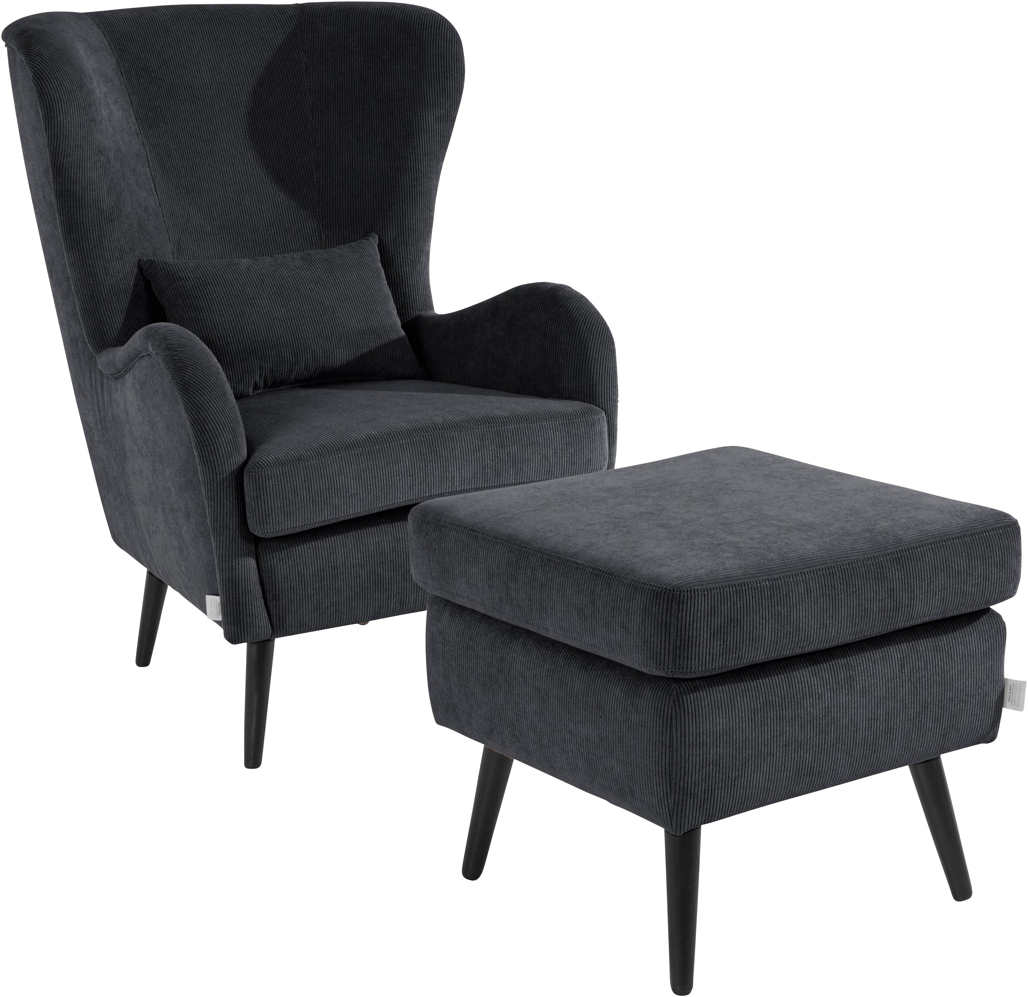 Guido Maria Kretschmer Home&Living Fauteuil Sallito, TV-stoel, oorfauteuil met Hocker, in veel stofkwaliteiten, ook in fluweelcord