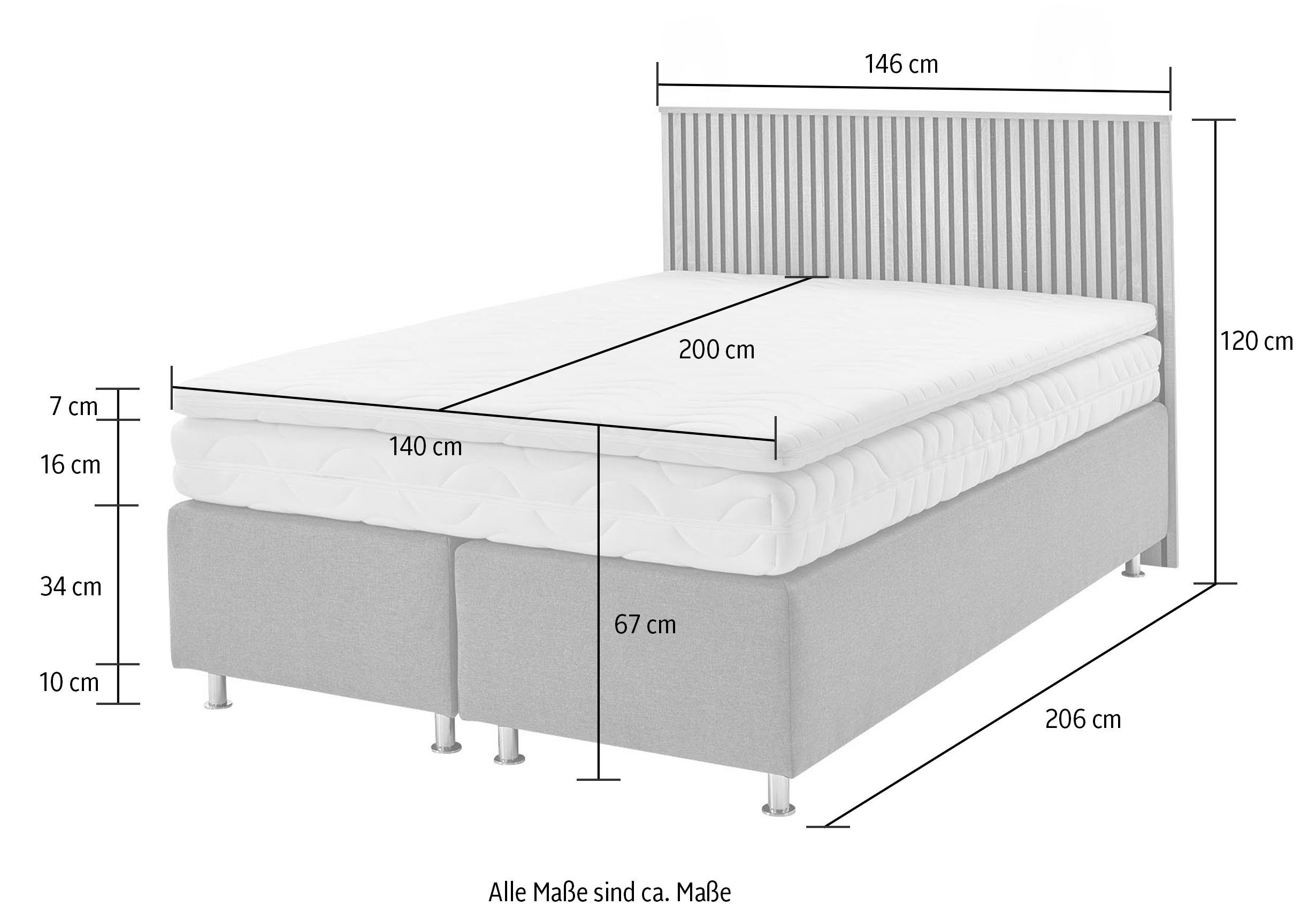 Westfalia Polsterbetten Boxspring Quercus naar keuze met ledverlichting, 3 matrassoorten ter keuze