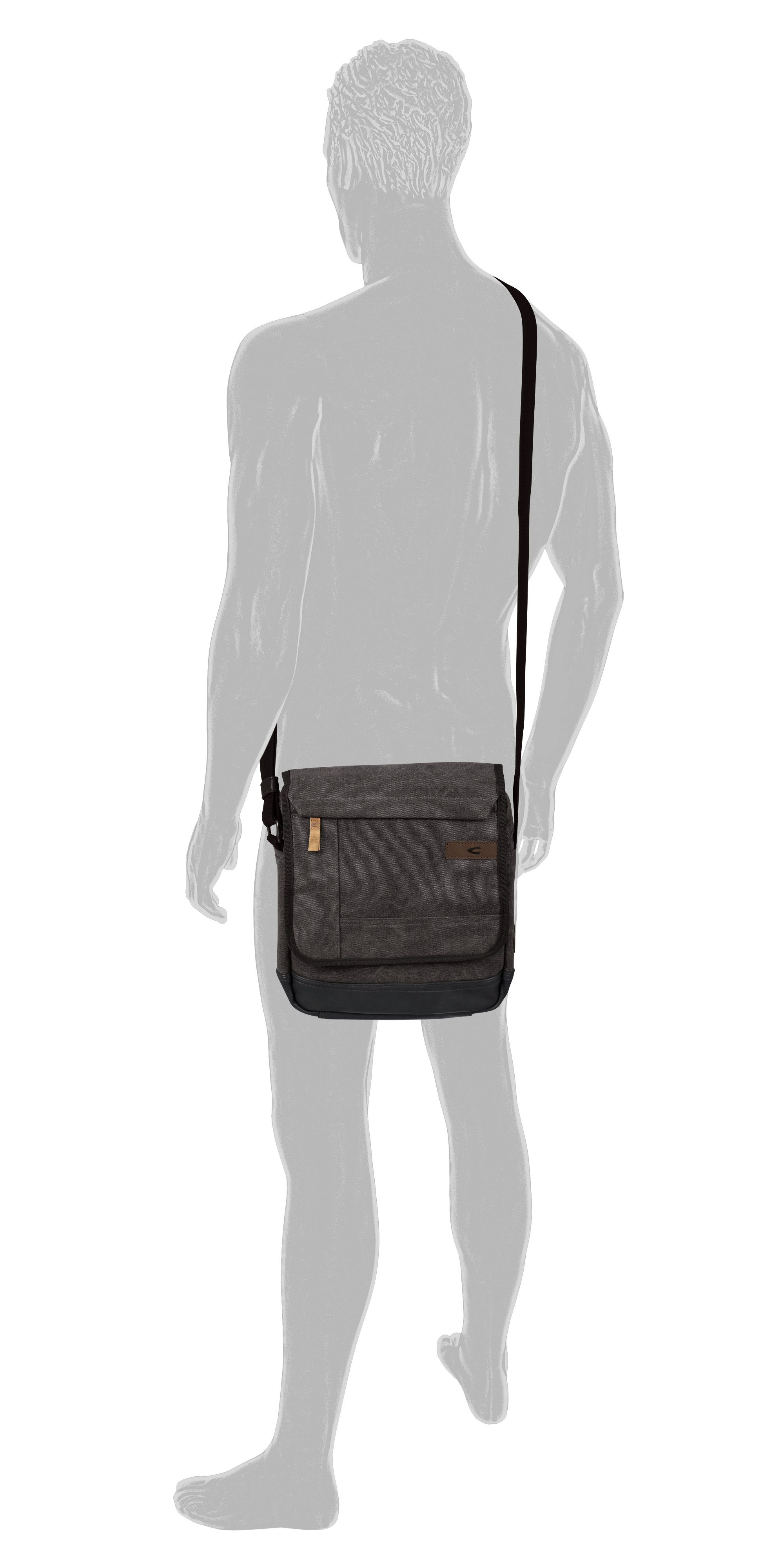 camel active Schoudertas Air Canvas model van zacht lederimitatie afgewerkt met applicaties
