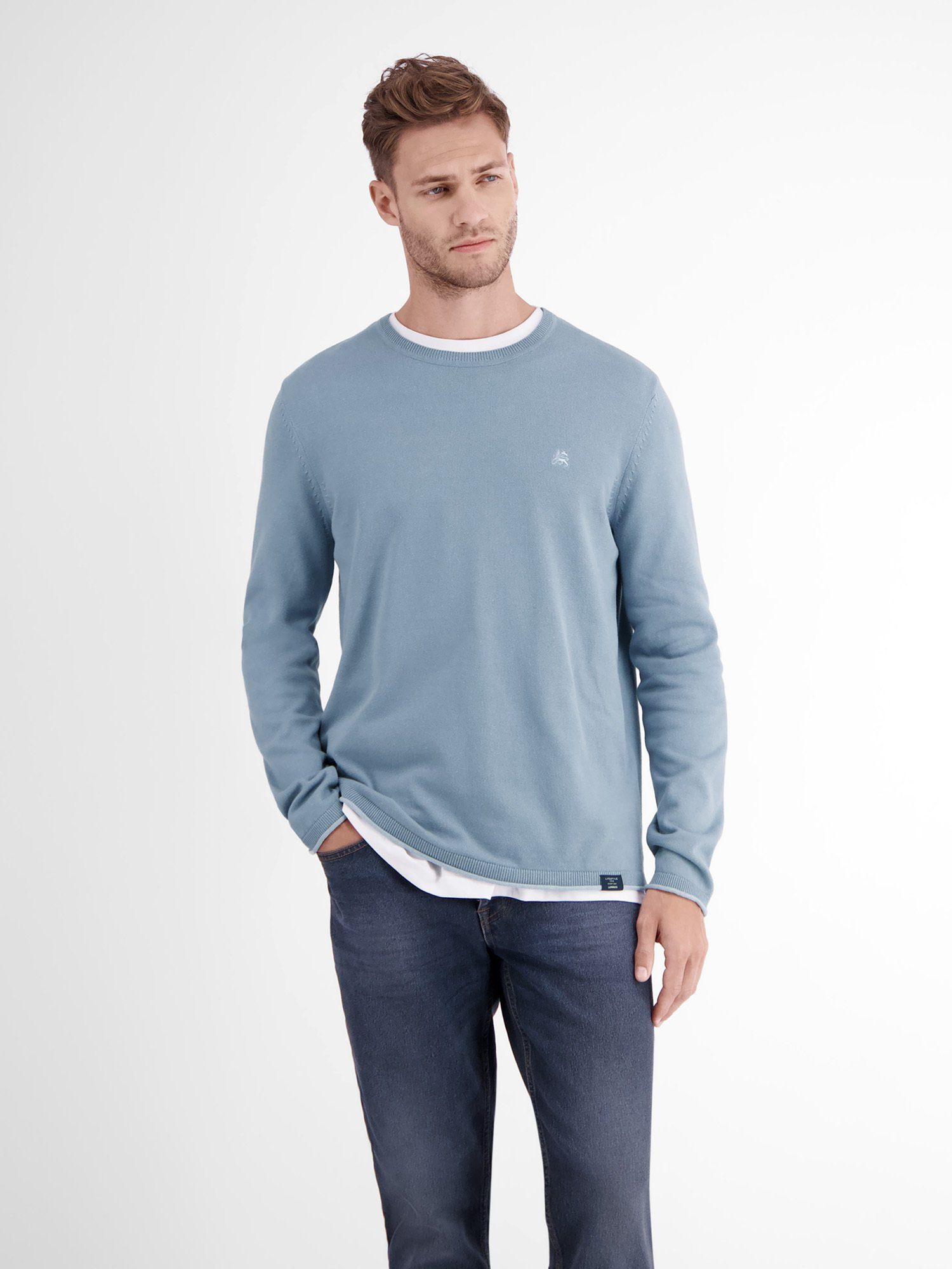Lerros Gebreide trui LERROS ronde hals pullover, vlakbrei