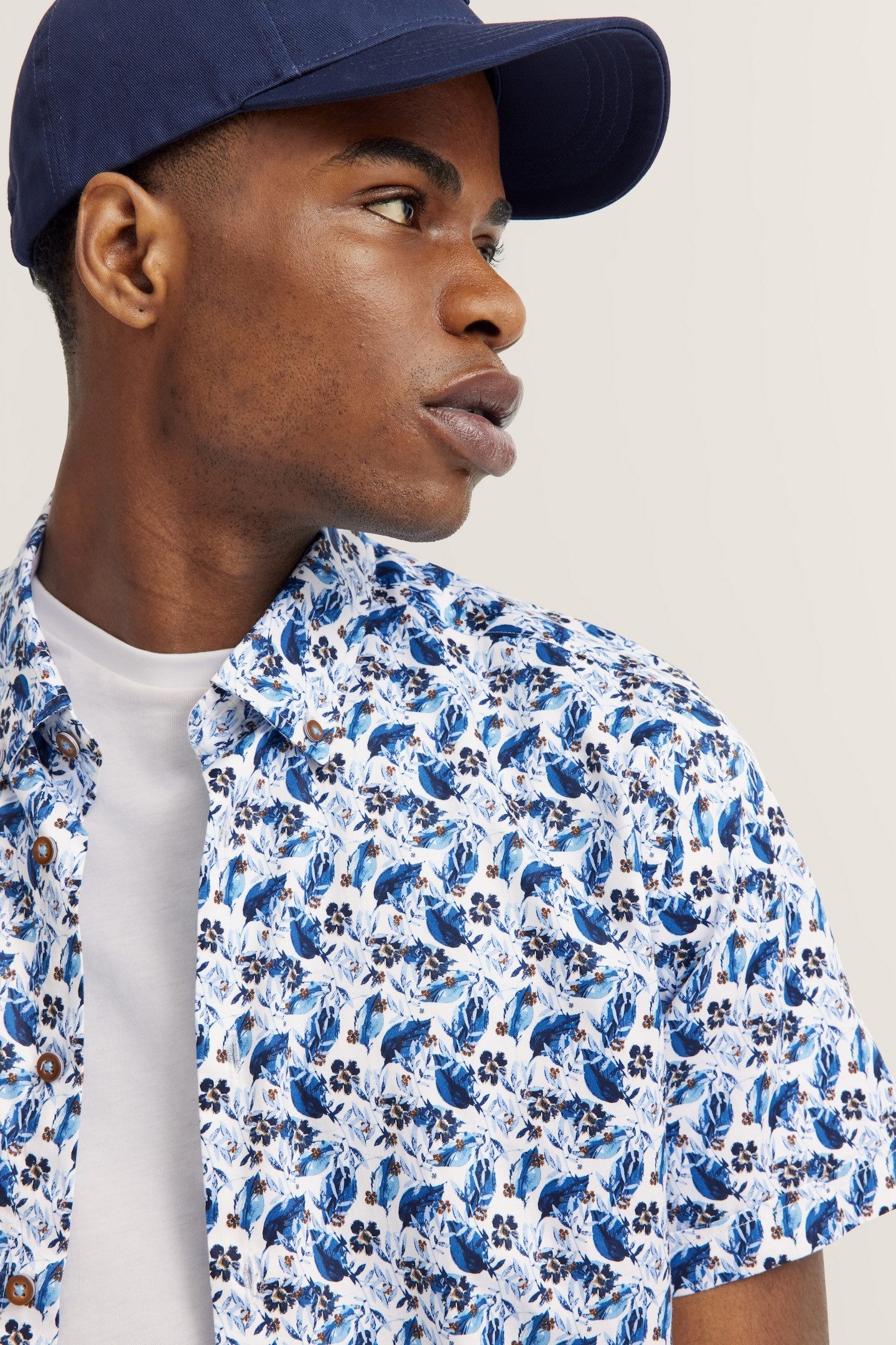 Bugatti Overhemd met korte mouwen van satin-twill