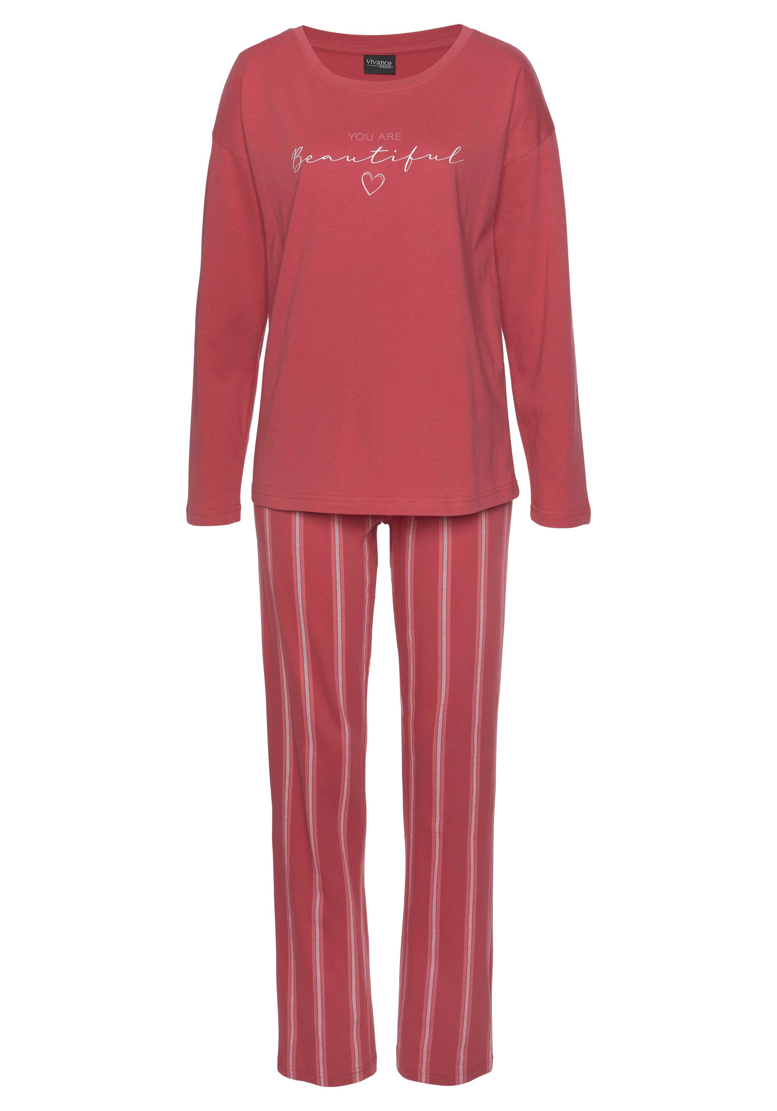 Vivance Dreams Pyjama met frontprint (2-delig, 1 stuk)