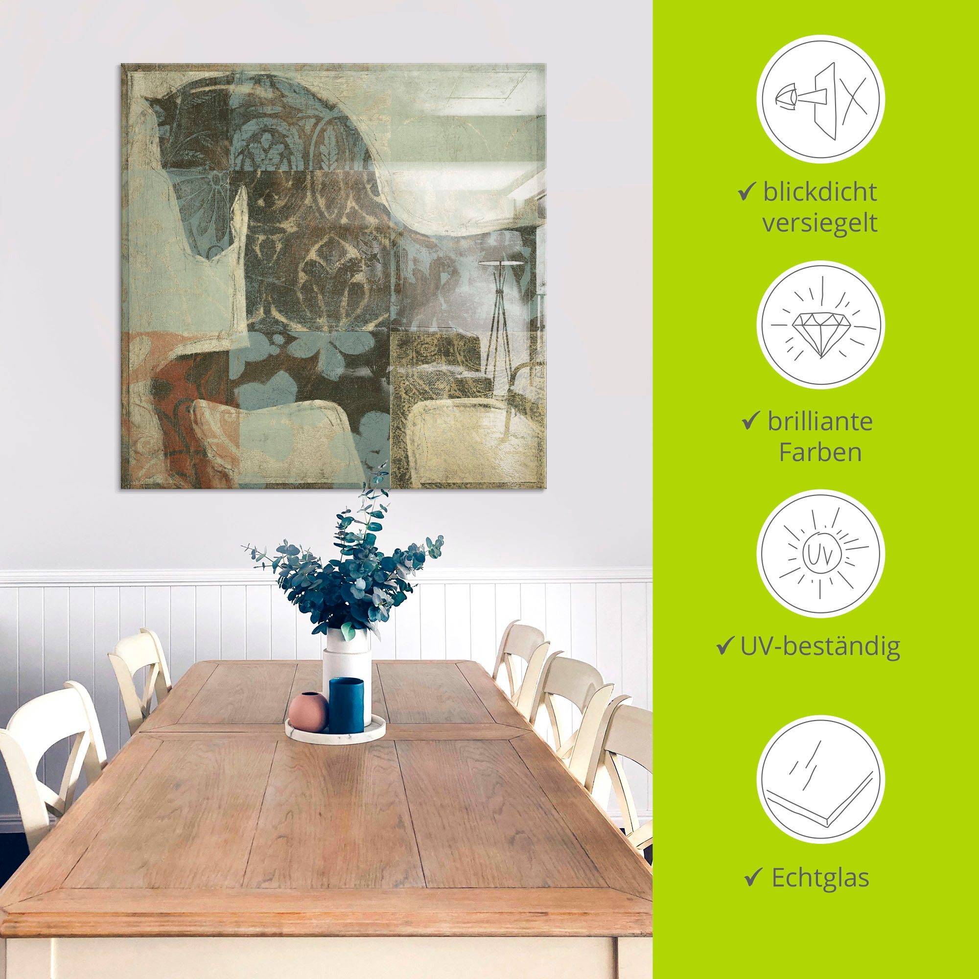 Artland Print op glas Gedessineerd paard I in verschillende maten