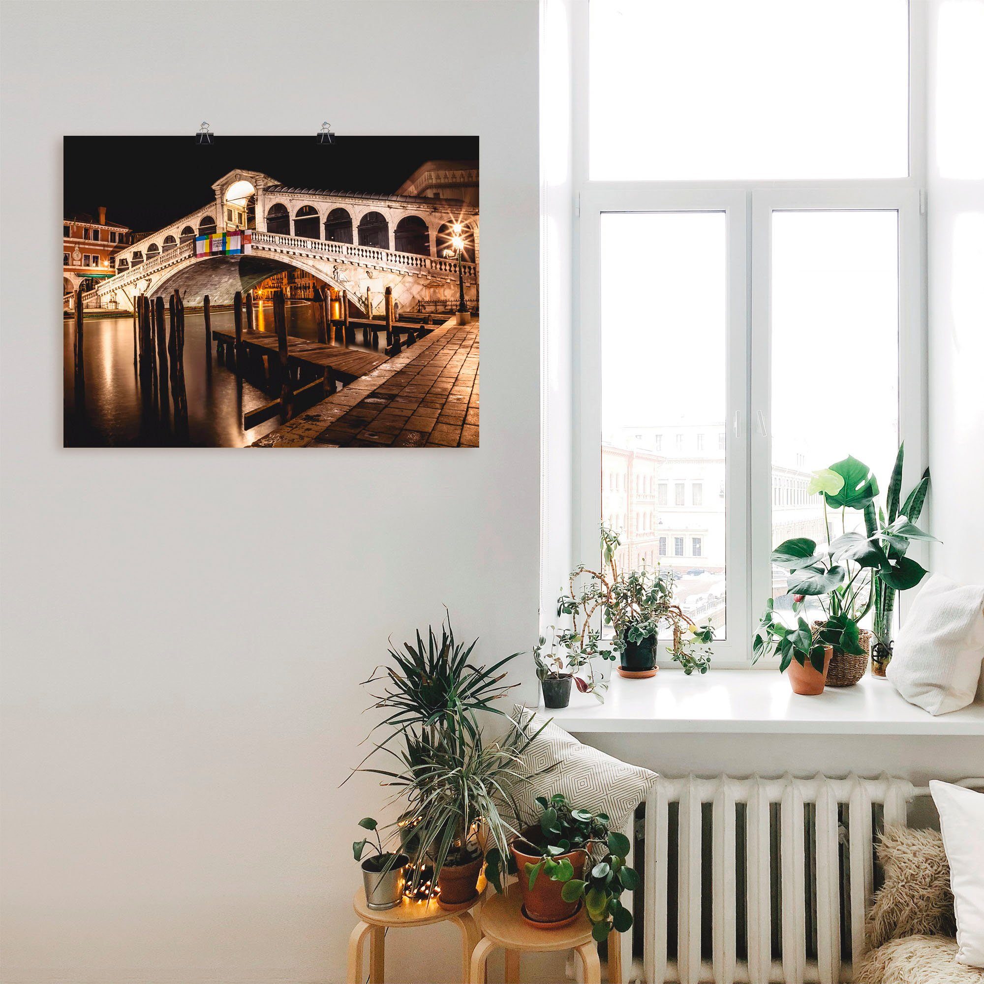 Artland Artprint Venetië Canal Grande & Rialto brug II in vele afmetingen & productsoorten -artprint op linnen, poster, muursticker / wandfolie ook geschikt voor de badkamer (1 stu