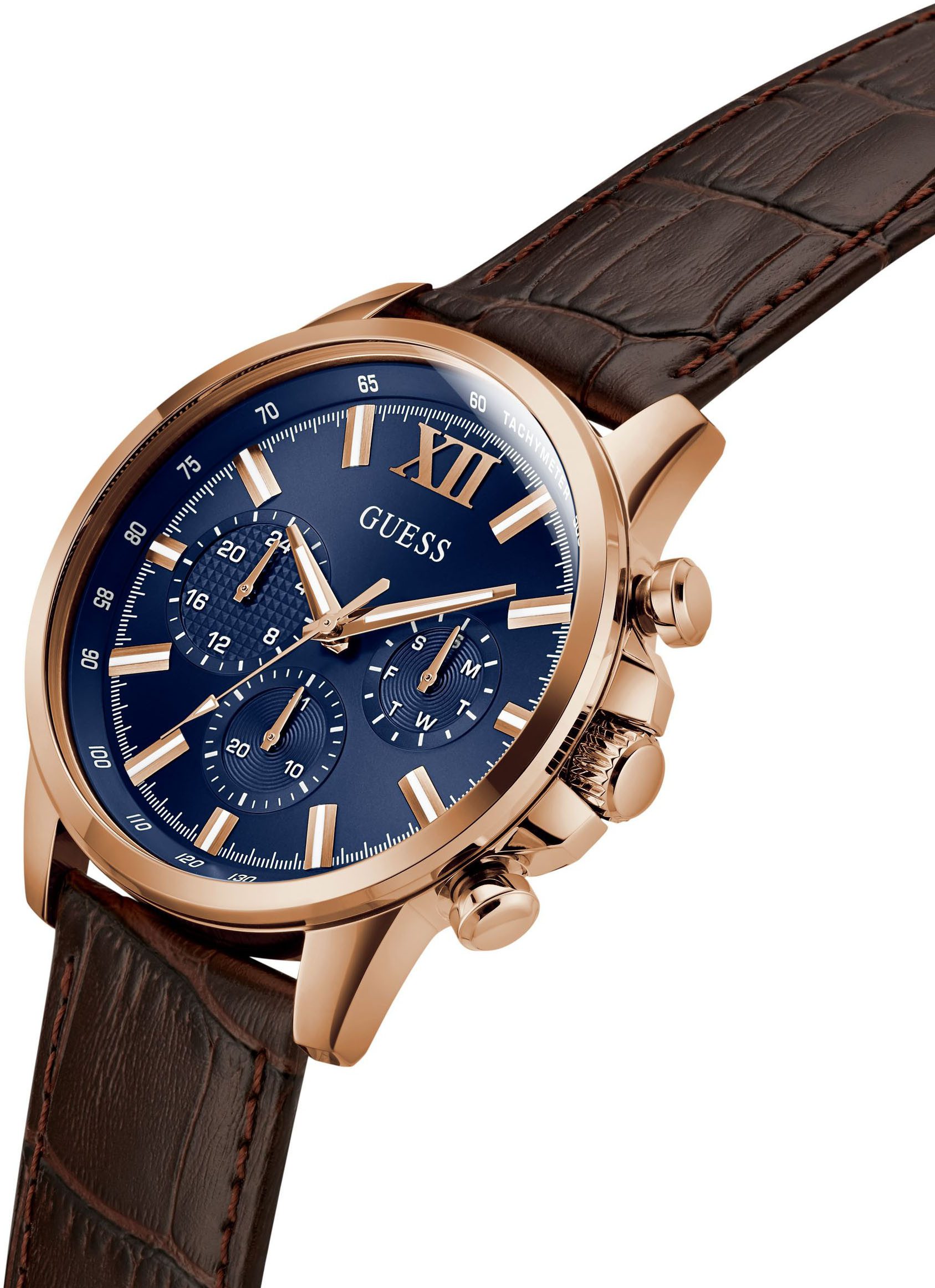 Guess Multifunctioneel horloge Walker Quartz horloge, polshorloge, herenhorloge, datum, weekdag, siliconen band