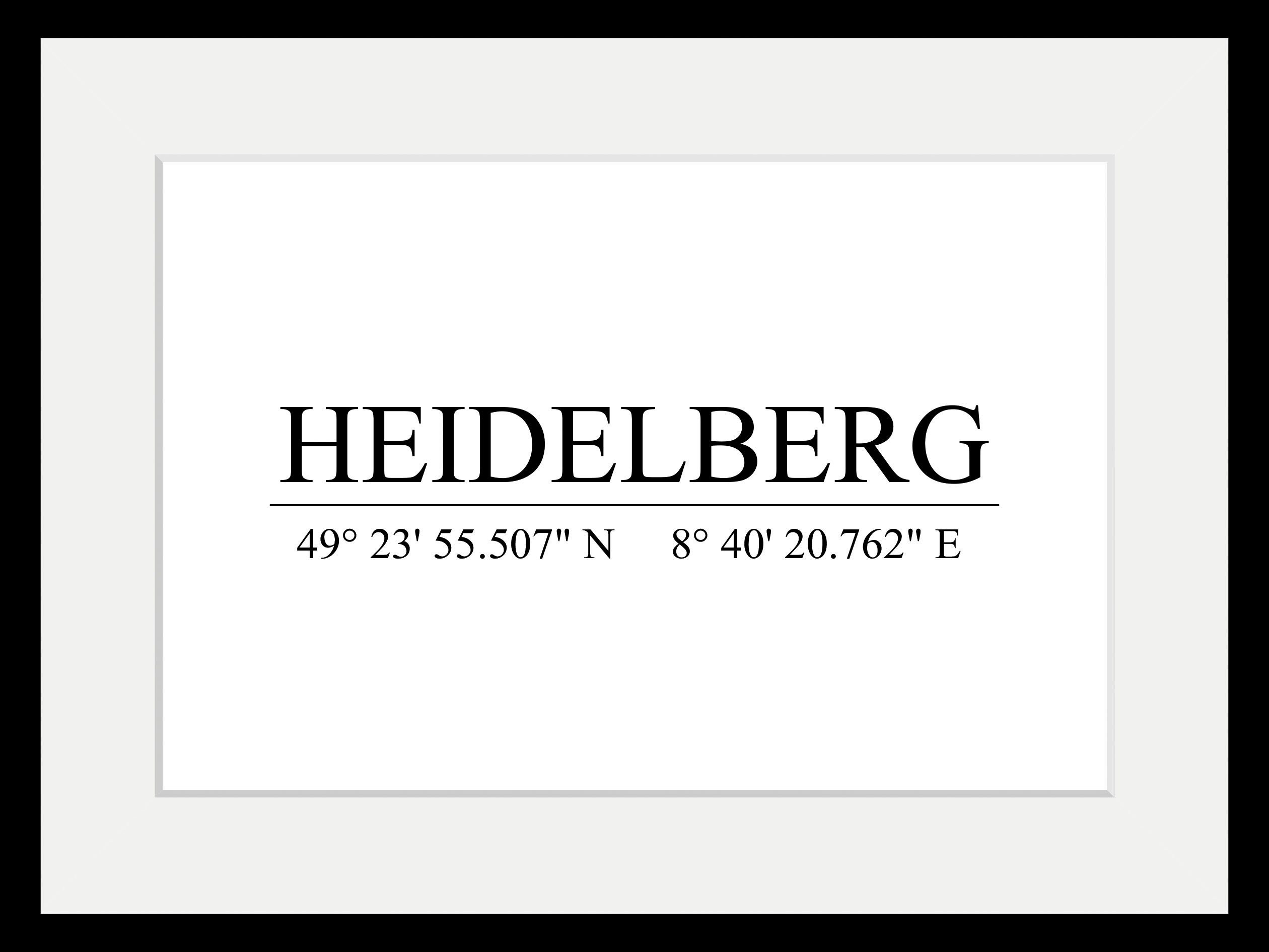 queence Wanddecoratie HEIDELBERG HD premium posterdruk incl. houten lijst (1 stuk)
