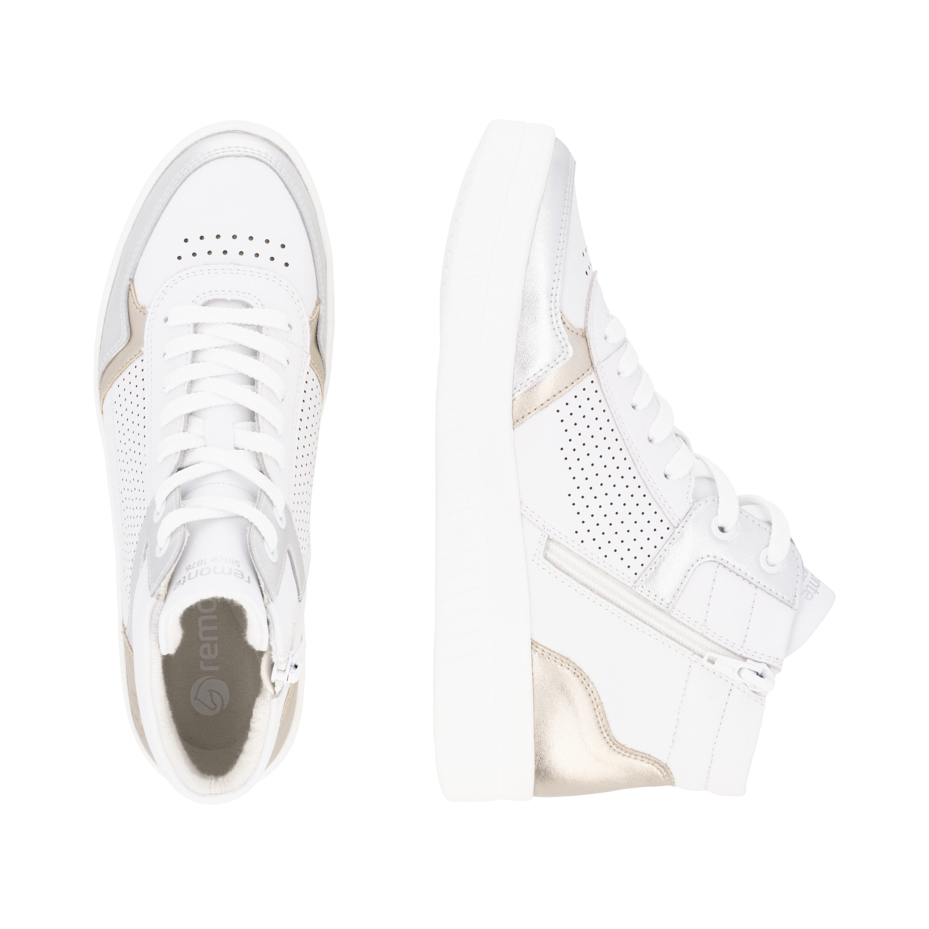 Remonte Plateausneakers , vrijetijdsschoen, veterschoen, high top sneaker met contrasterende afwerking