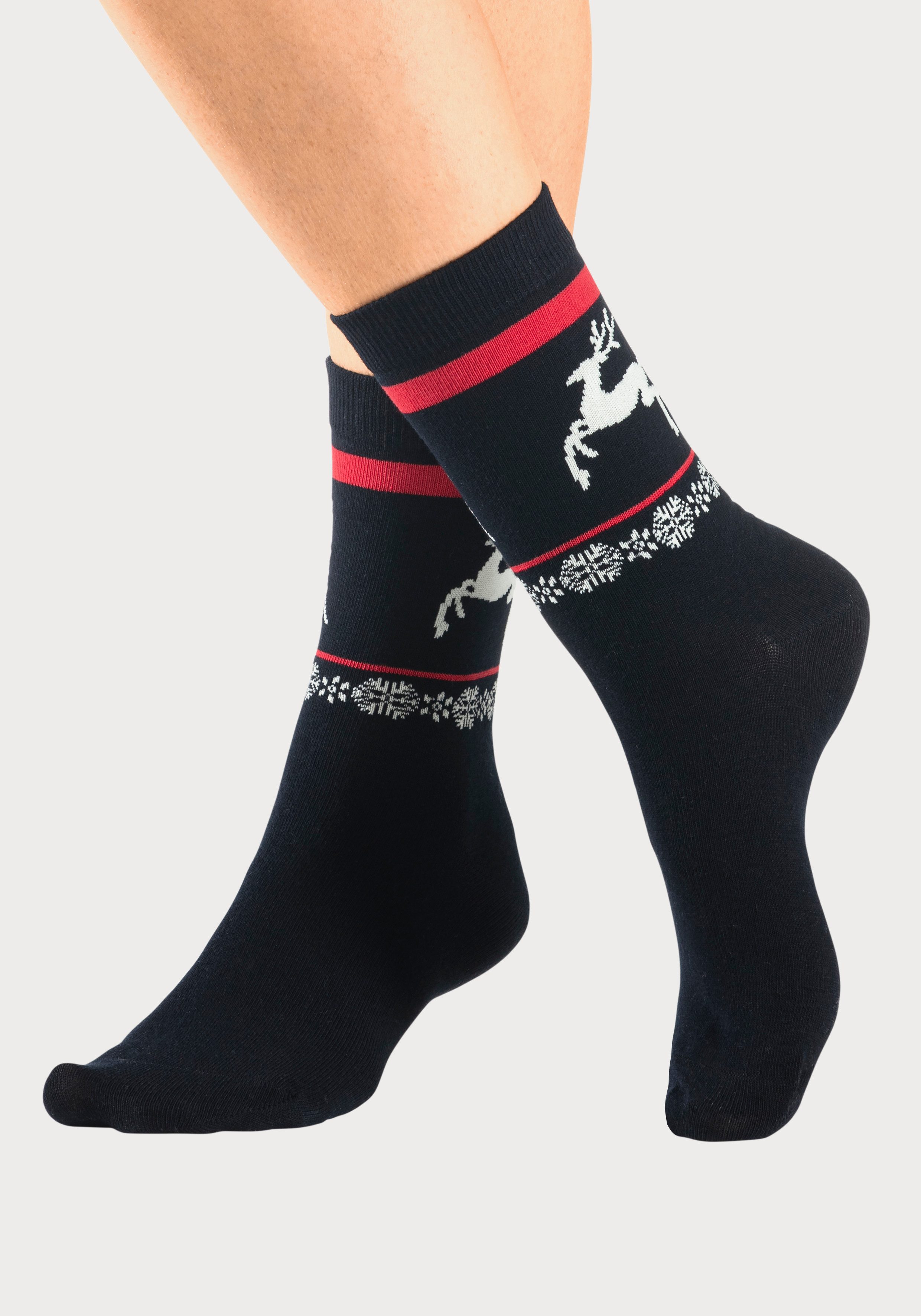 H.I.S Basic sokken met wintermotieven (set 3 paar)
