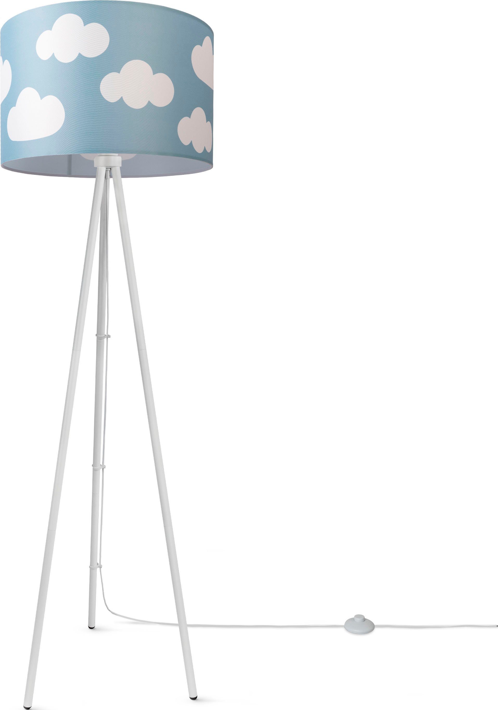 Paco Home Staande lamp Trina Cosmo Vloerlamp kinderkamer stoffen lampenkap speelkamer wolken pastel