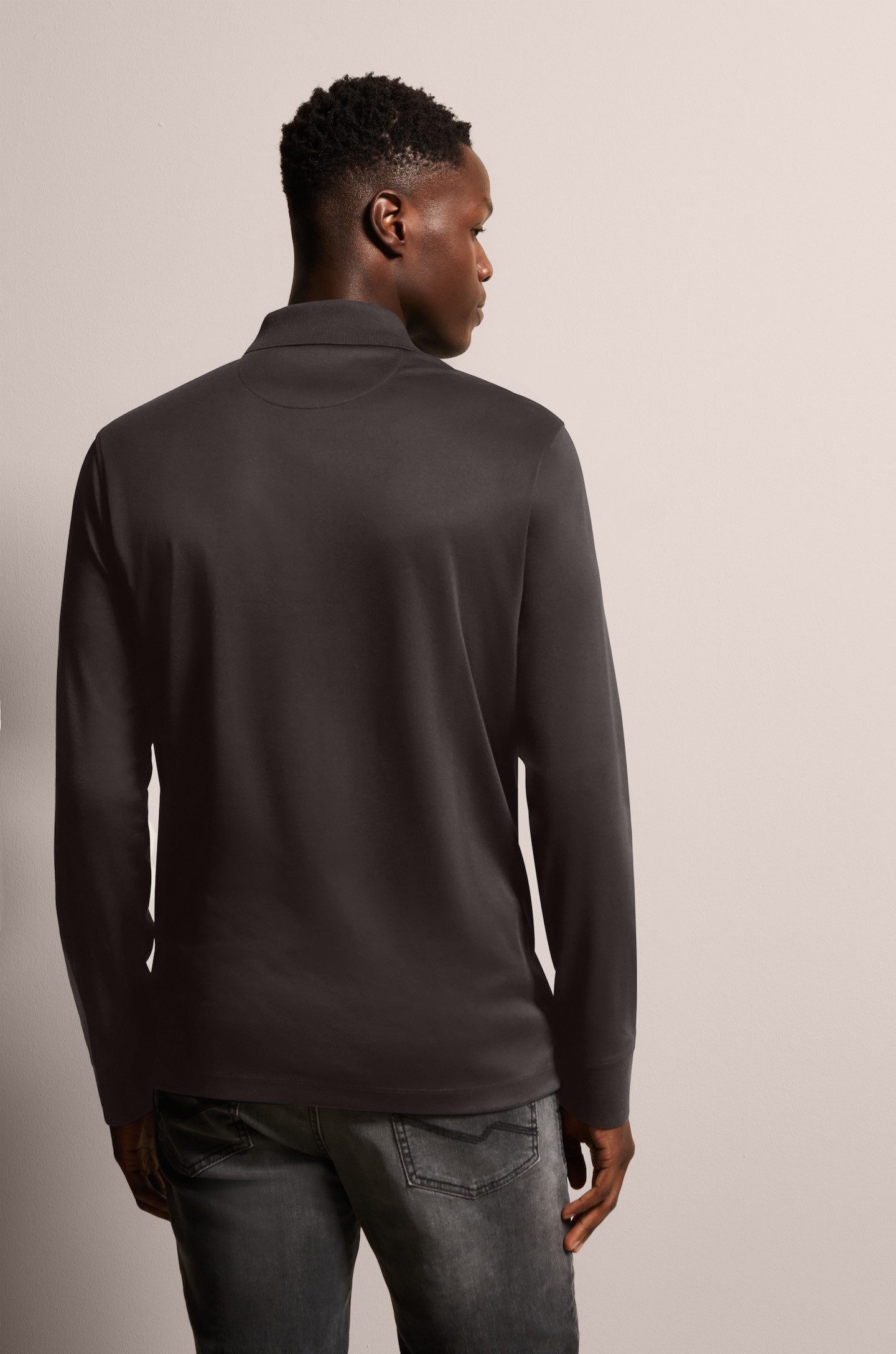 Bugatti Poloshirt met lange mouwen met fijne tweekleurige structuuruitstraling