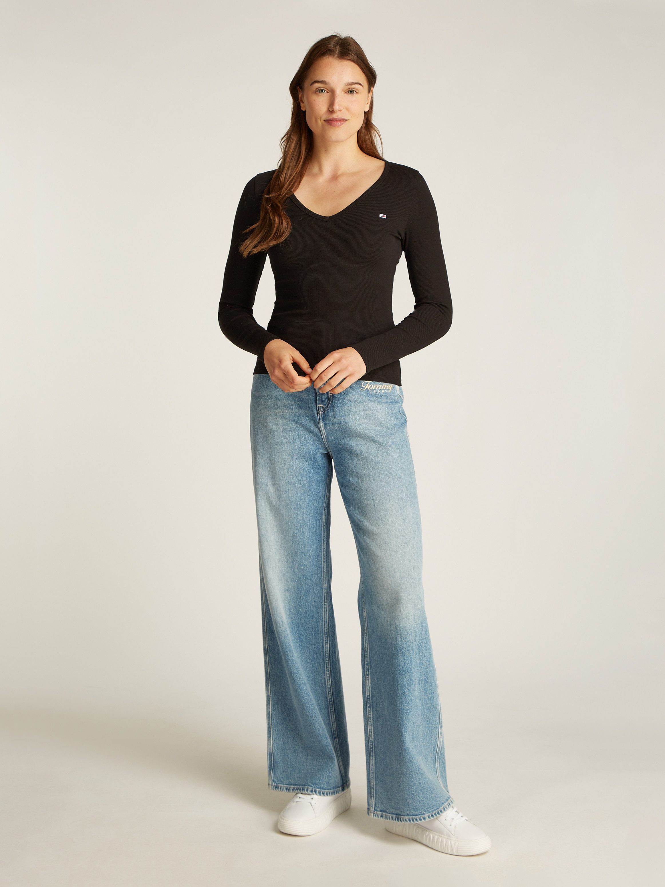 TOMMY JEANS Shirt met lange mouwen TJW SLIM ESSENTIAL RIB V LS