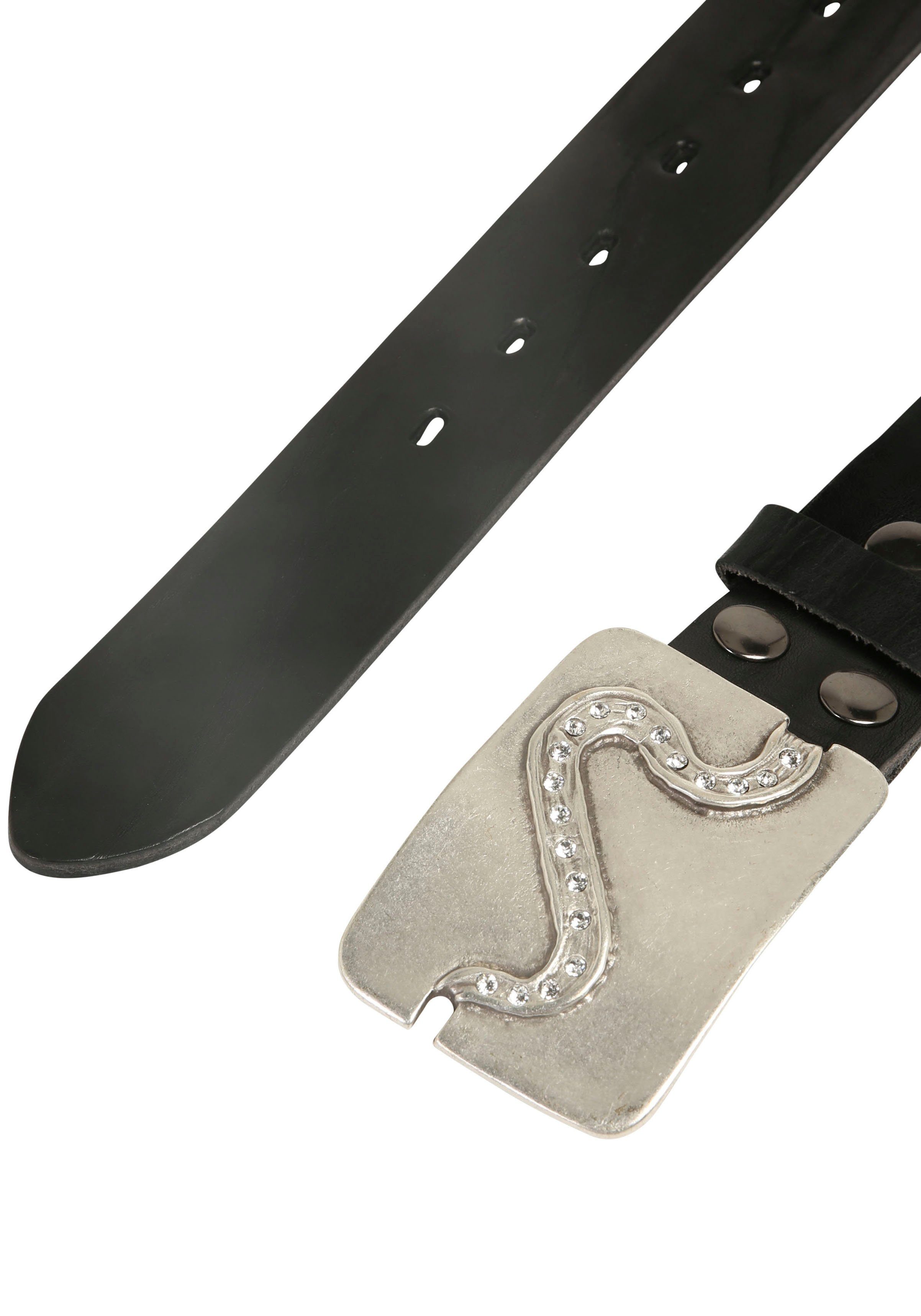 RETTUNGSRING by showroom 019° Leren riem met verwisselbare sluiting "pad swarovski"