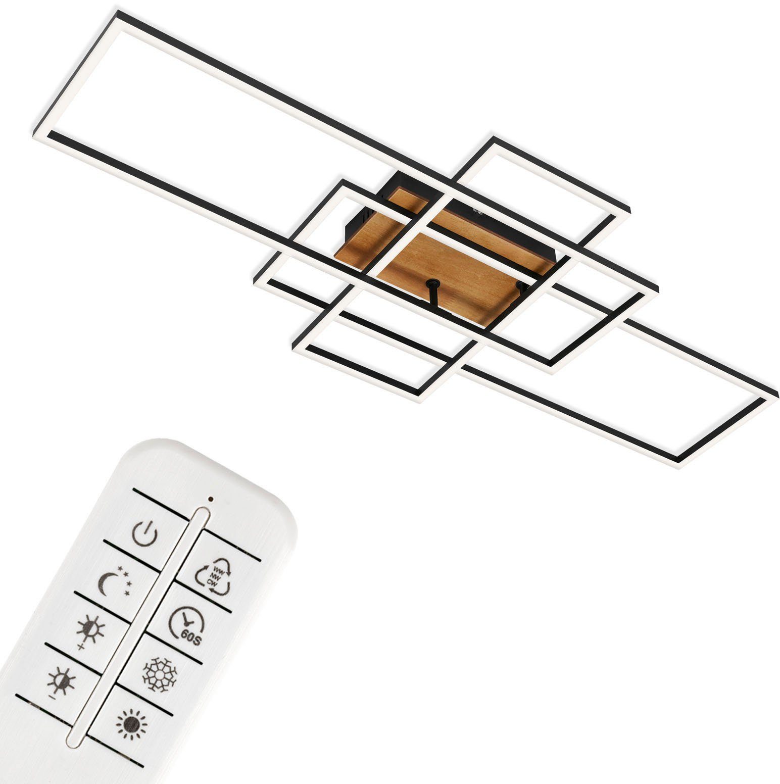 Briloner Leuchten Led-plafondlamp 3156018 FRAME Plafondlamp, 104x42x10 cm, chroom, 55W, woonkamer, slaapkamer, keuken