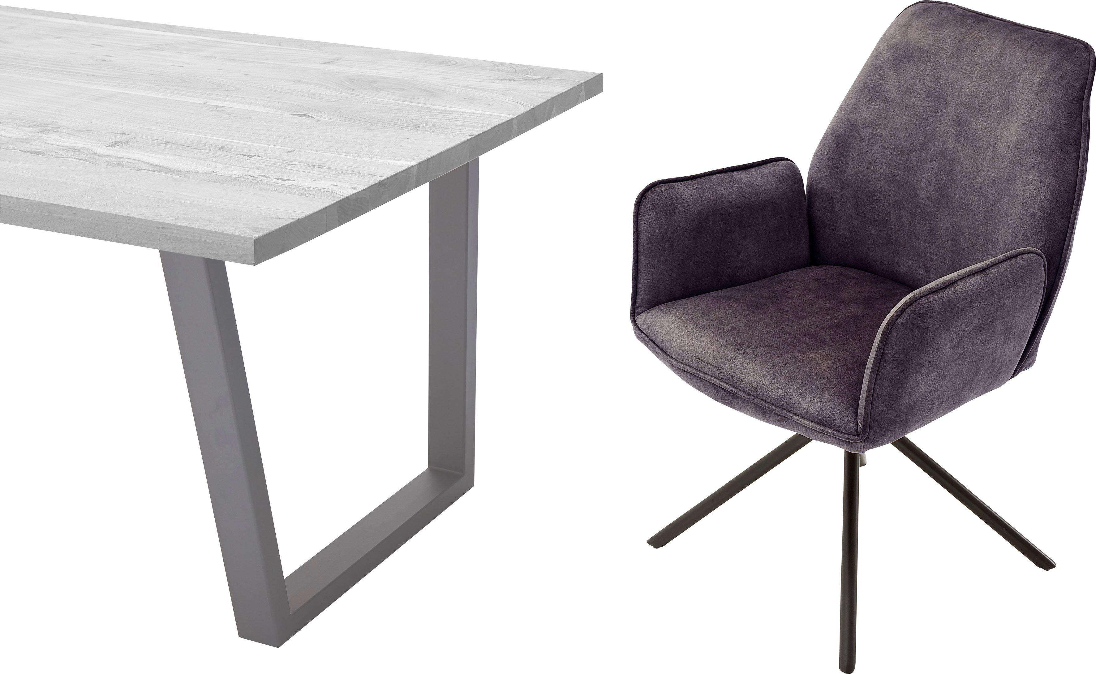 MCA furniture Eetkamerstoel Ottawa met armleuning Vintage suède-look met opstaande naad, stoel belastbaar tot 120 kg (set, 2 stuks)