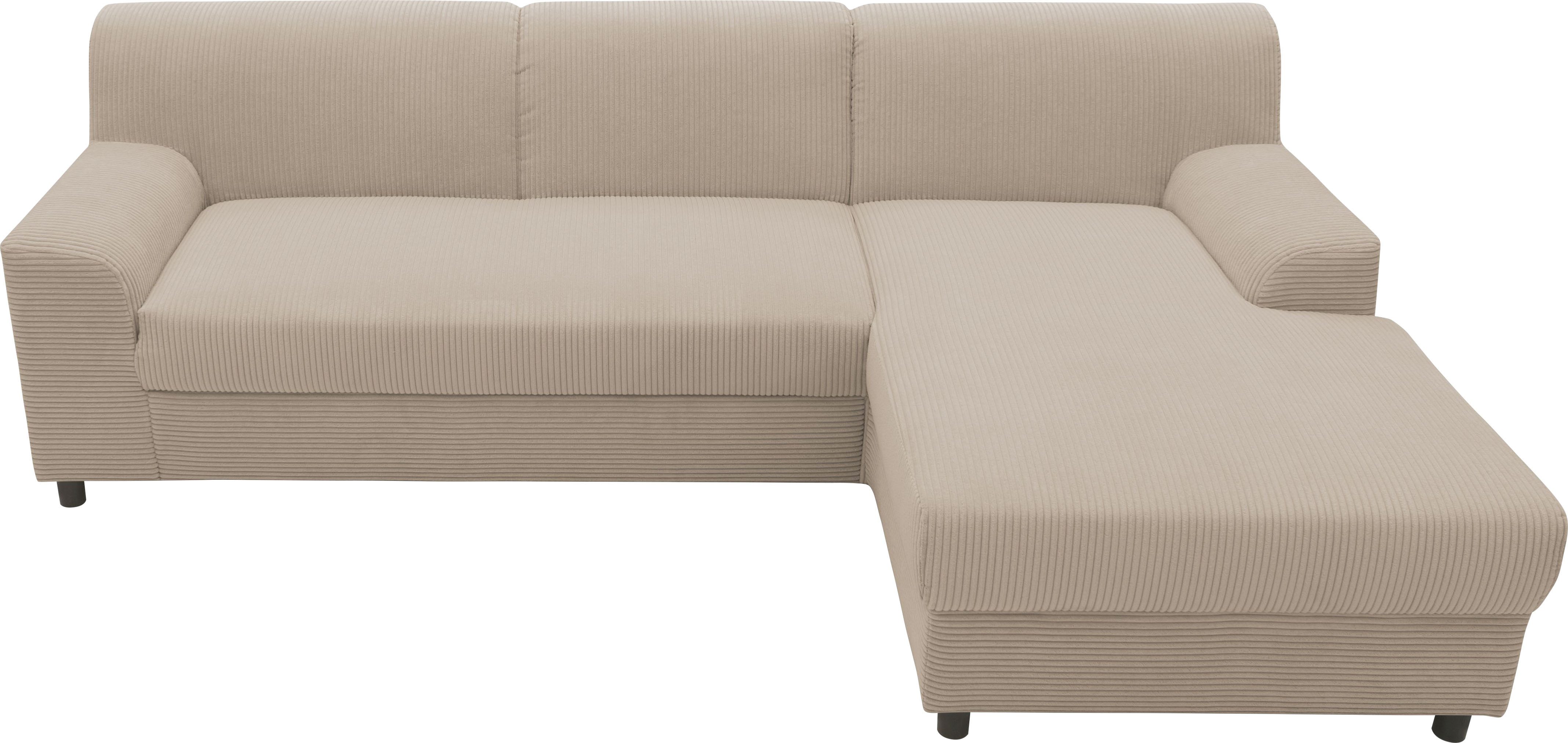 INOSIGN Hoekbank Turah 2, L-vorm, in Cord en waterafstotende microvezel, Vering B/D/H: 241/146/79 cm, incl. sierkussen, optioneel met bedfunctie