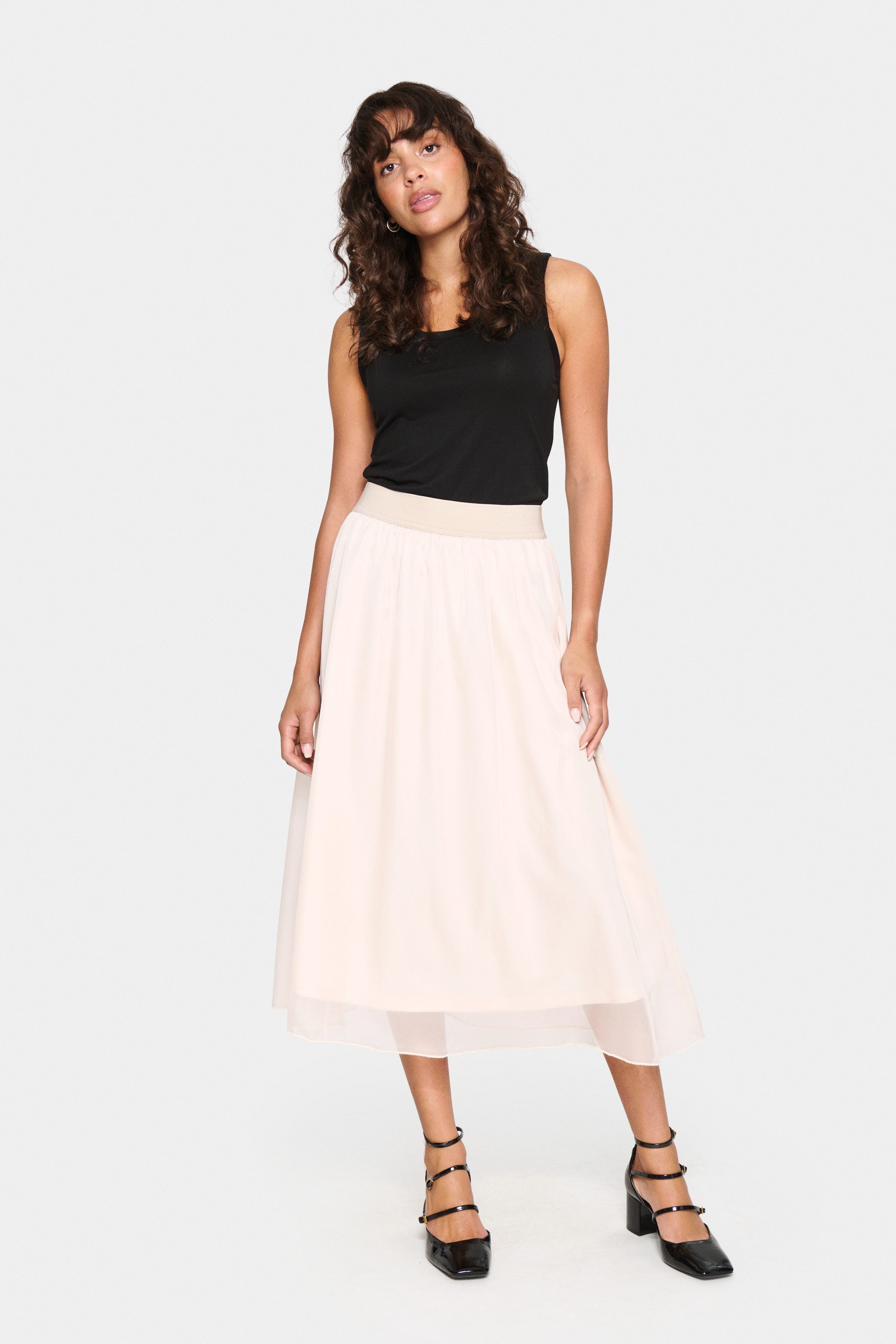 Saint Tropez Midirok CoralSZ Skirt gemaakt van chiffon