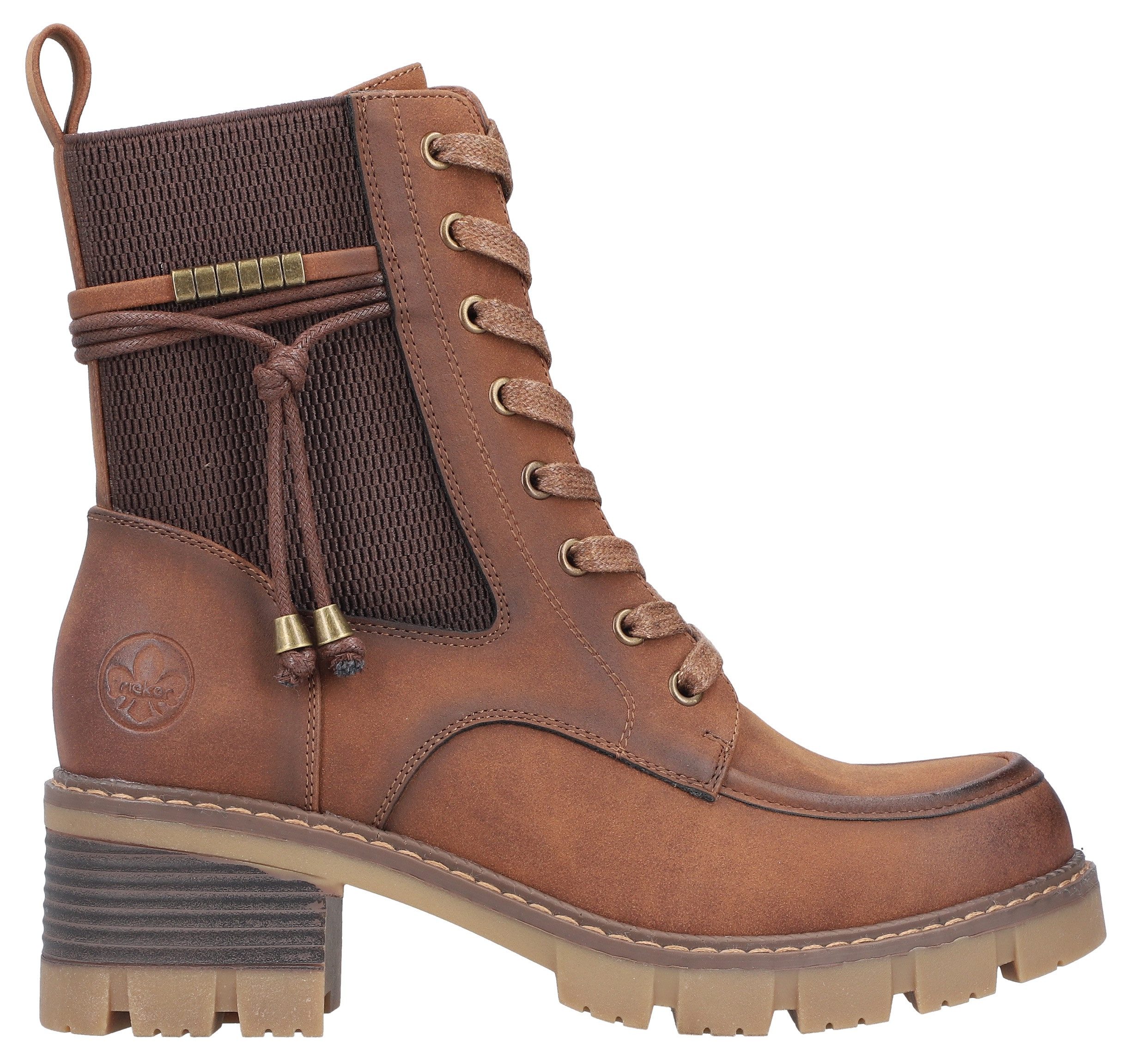Rieker Winterlaarsjes lace-up boots, ankle boots, block heel, with zipper