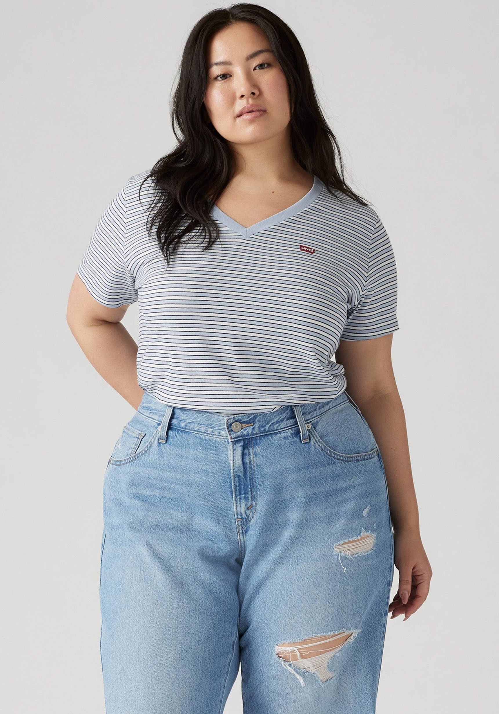 Levi's Plus Levi's Plus T-shirt V-halslijn in streepdesign