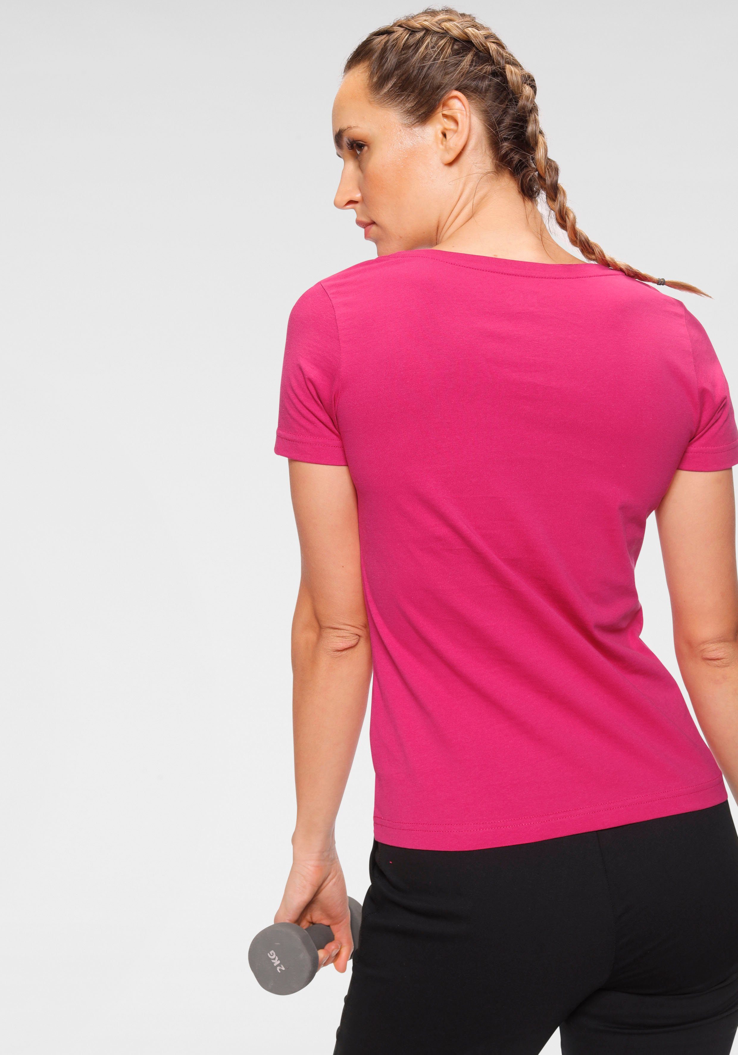 H.I.S T-shirt Essential basics heup-lange pasvorm, figuuraccentuerende snit, van 100% katoen (Set van 3)