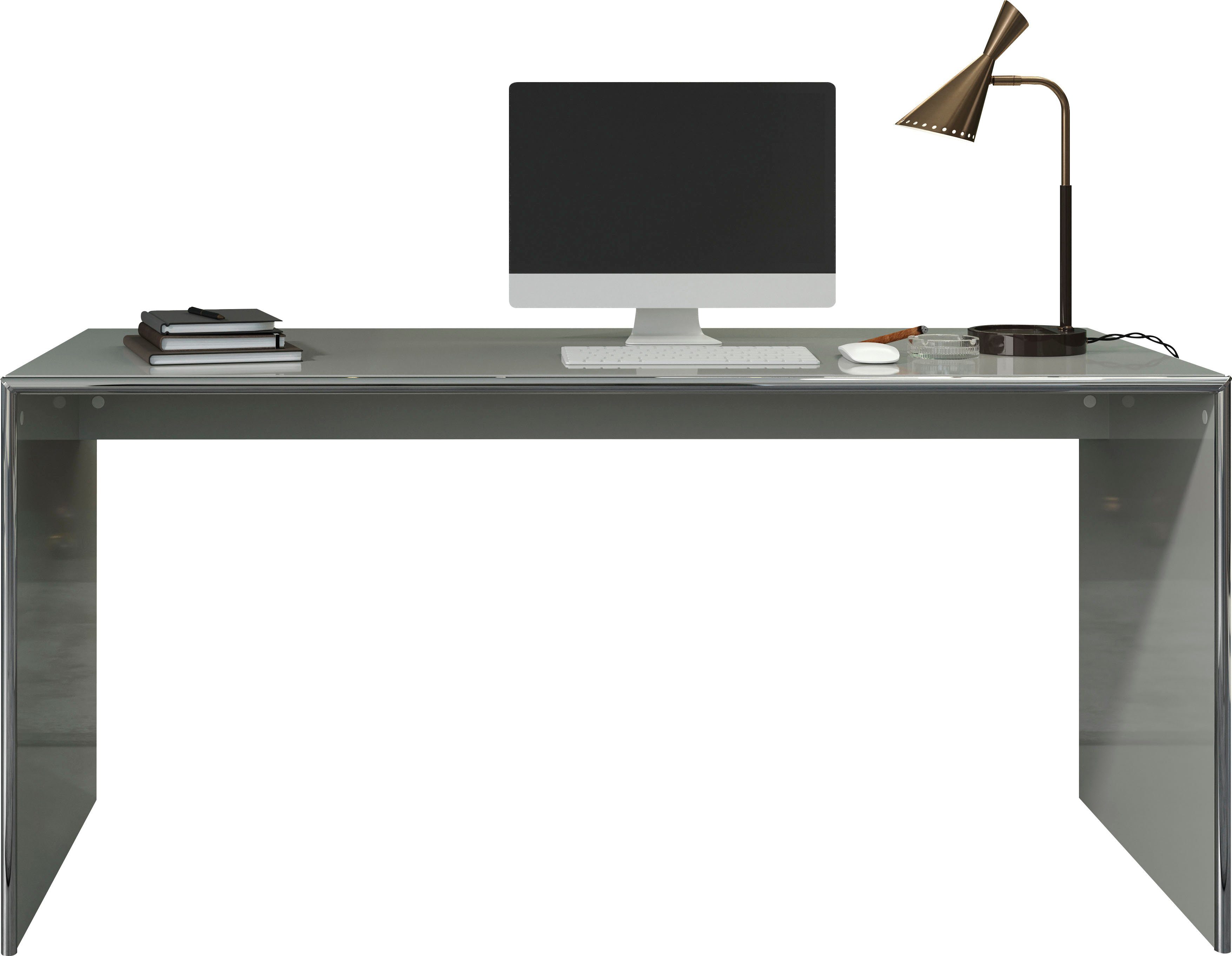 Places of Style Werkbank Infinity Bureau in elegante hoogglanslook en chromen frame - B/H 160/70 cm