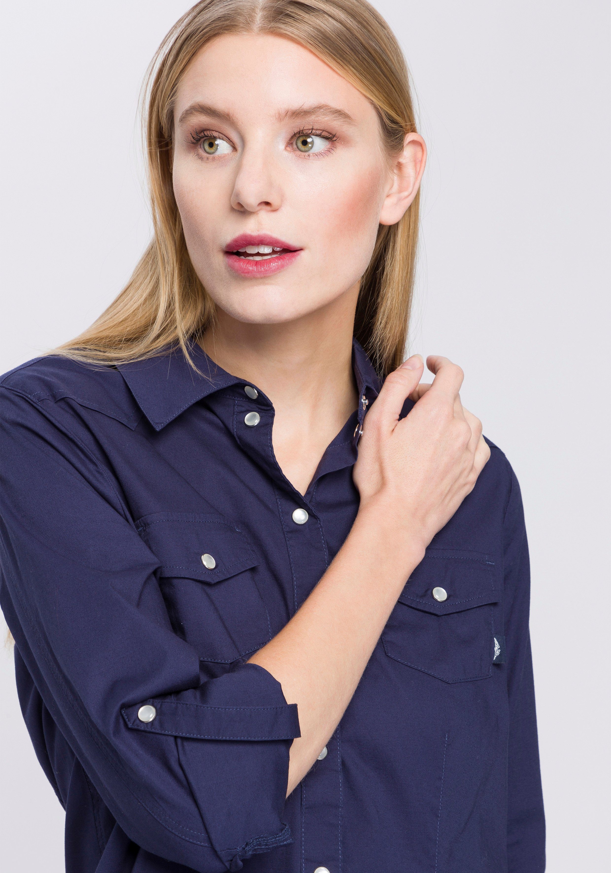 Arizona Overhemdblouse Met drukknopen in parelmoer-look